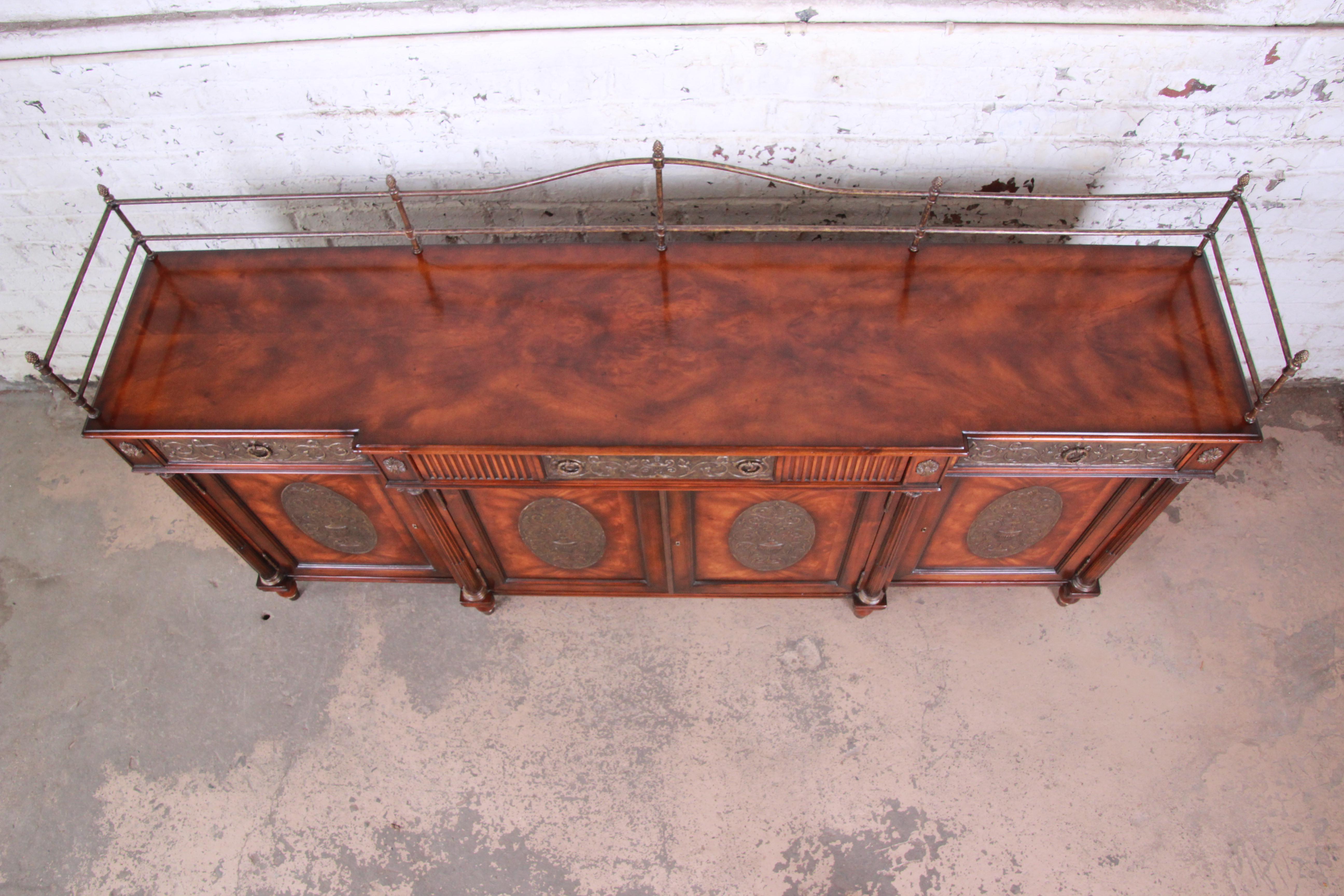 Louis XVI Theodore Alexander Regency Style Flame Mahogany Sideboard or Bar Cabinet