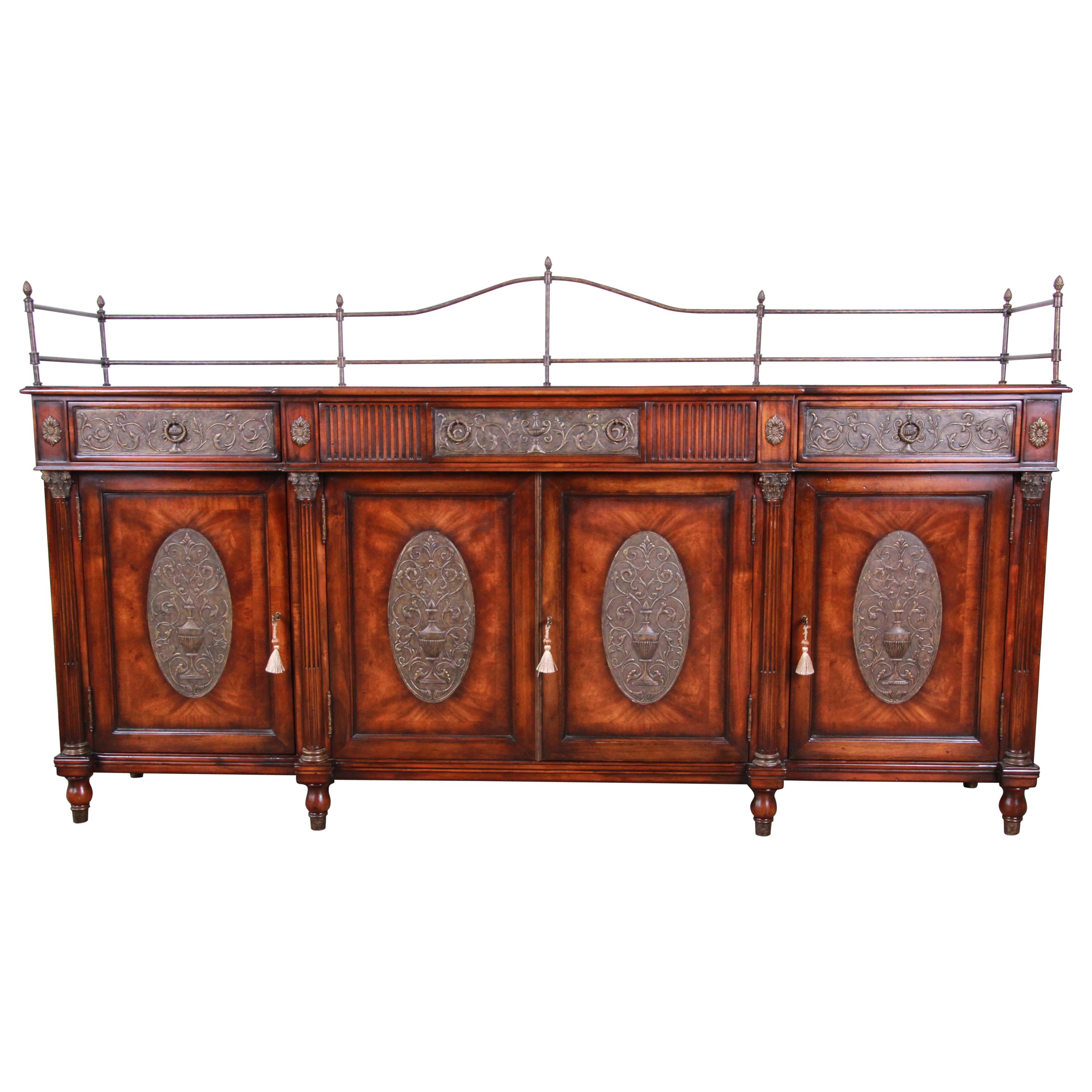 Theodore Alexander Regency Style Flame Mahogany Sideboard or Bar Cabinet