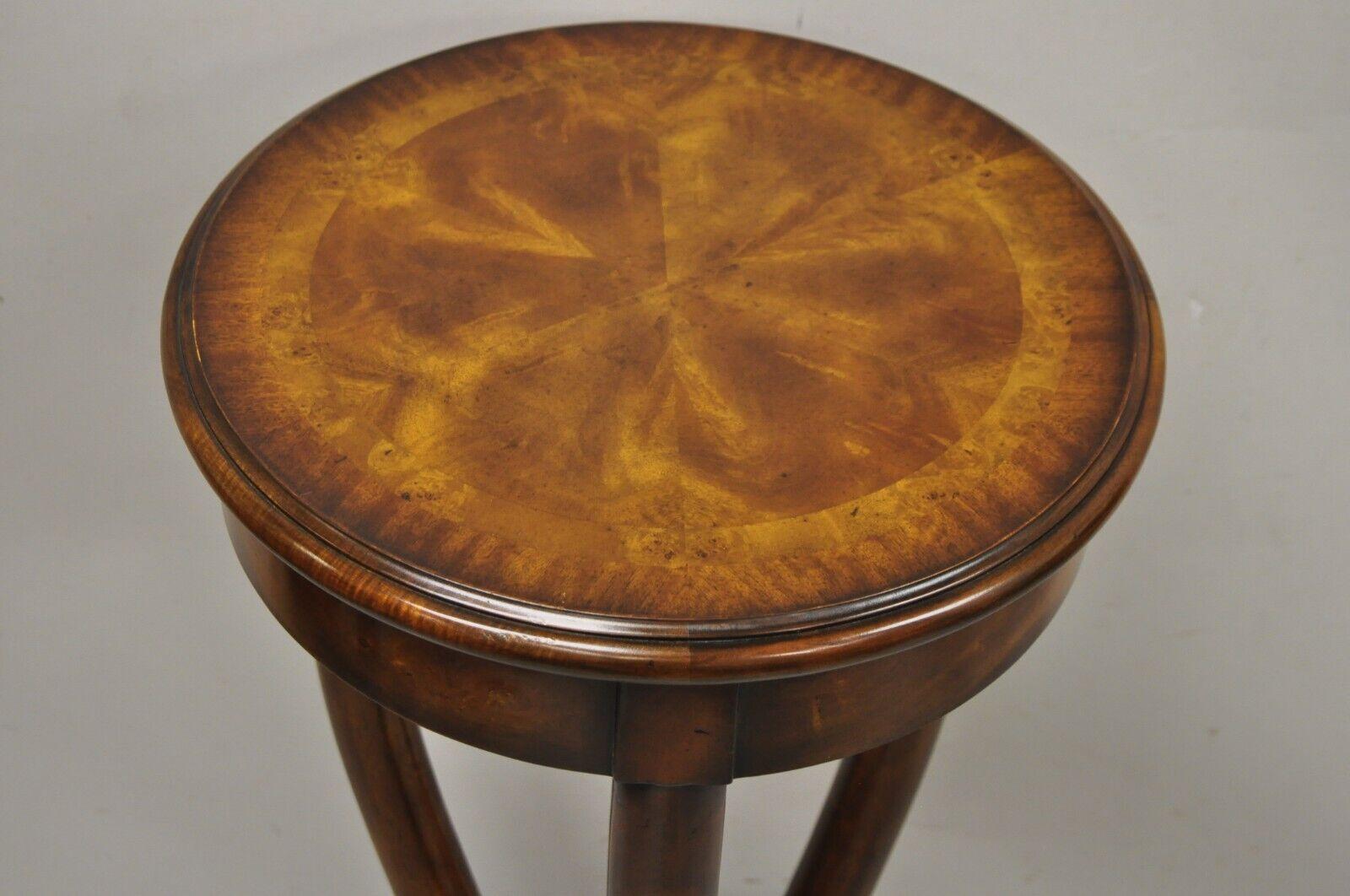 Theodore Alexander Regency Style Mahogany Pedestal Plant Stand with Bronze Rams In Good Condition For Sale In Philadelphia, PA