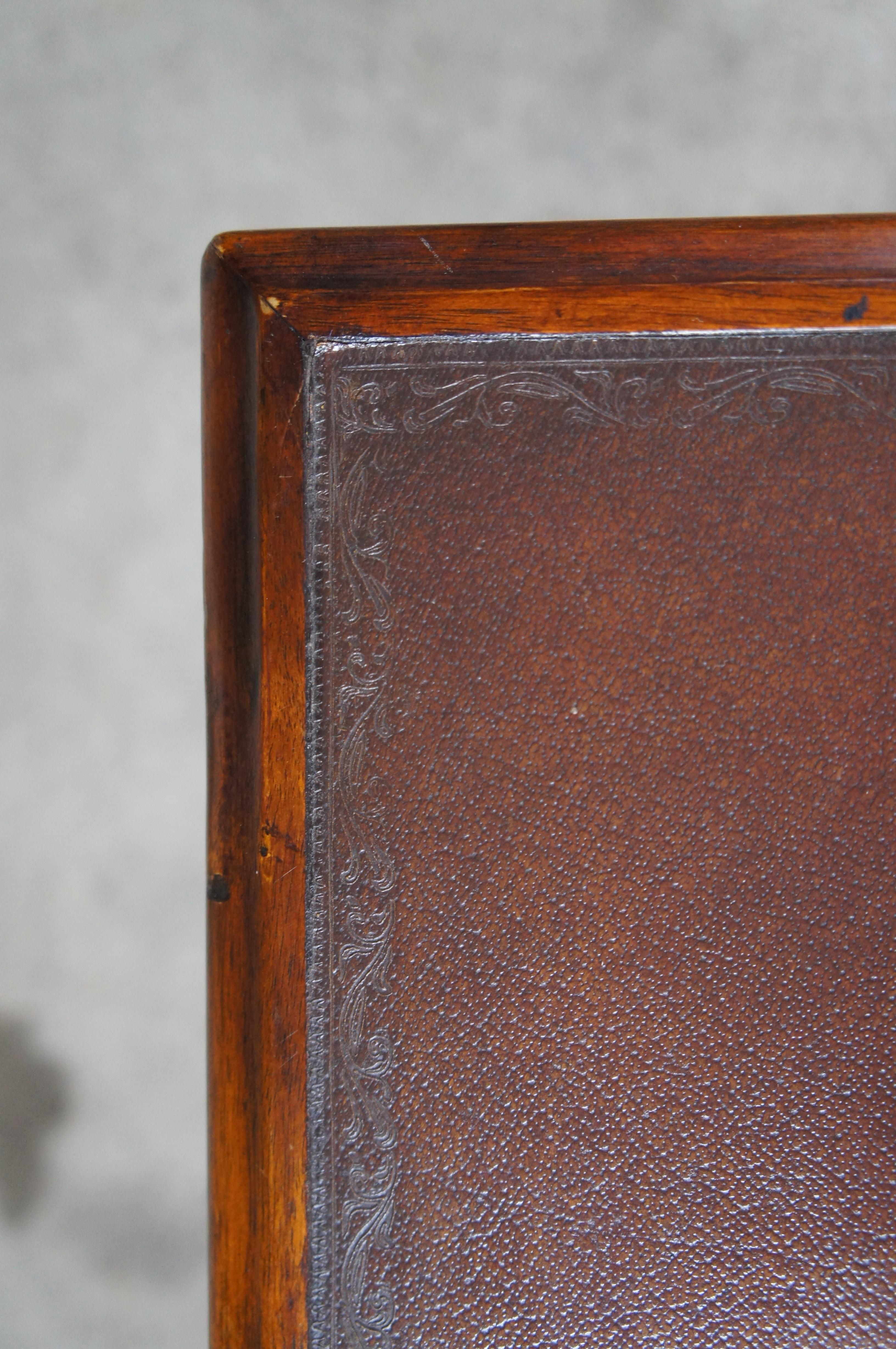 Theodore Alexander Regency Style Mahogany Shoe Form Tooled Leather Library Steps 8