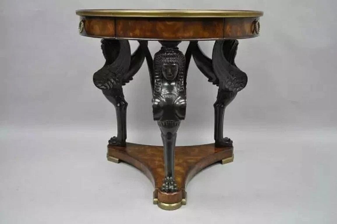 Theodore Alexander Replica Sphinx Monopodiae Round Egyptian Revival Center Table For Sale 3