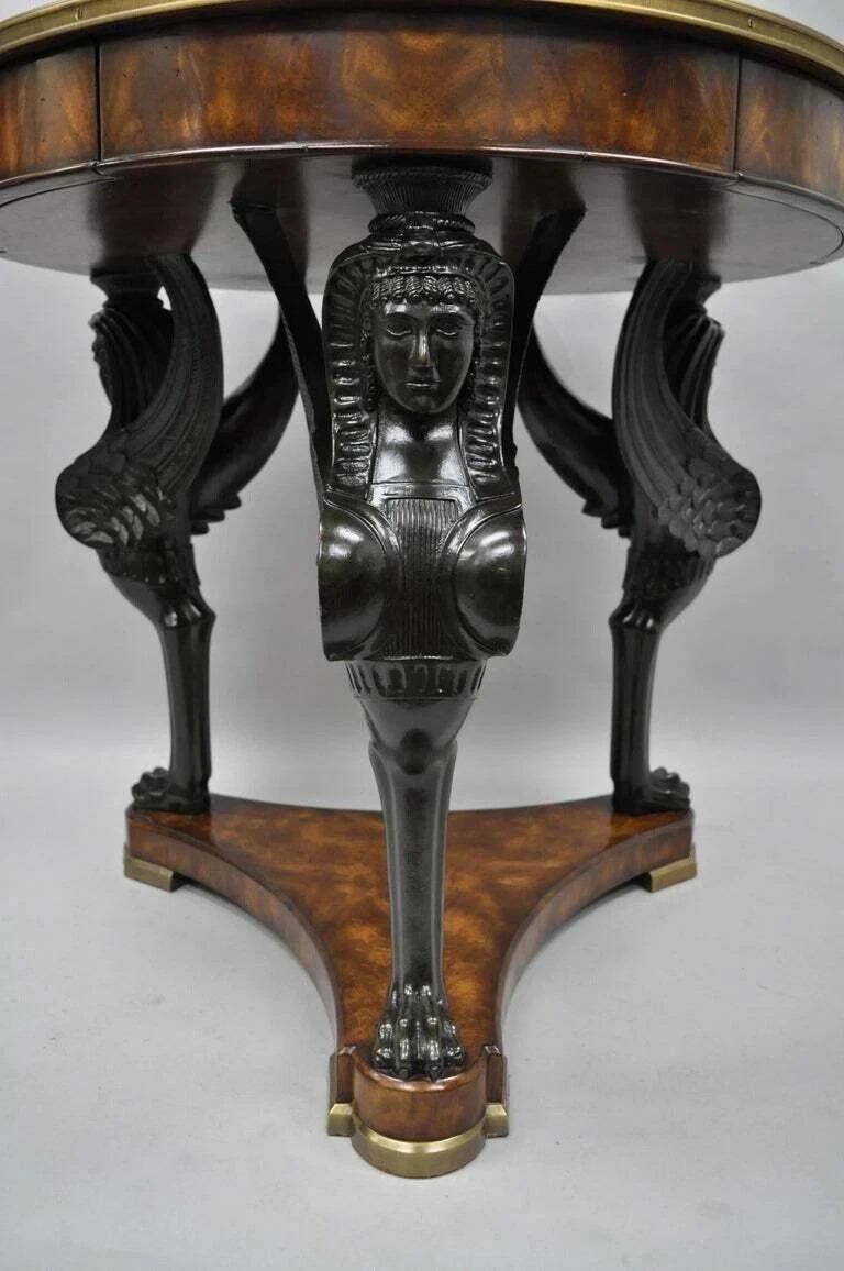 Regency Theodore Alexander Replica Sphinx Monopodiae Round Egyptian Revival Center Table For Sale