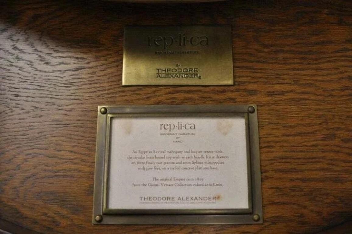 Brass Theodore Alexander Replica Sphinx Monopodiae Round Egyptian Revival Center Table For Sale