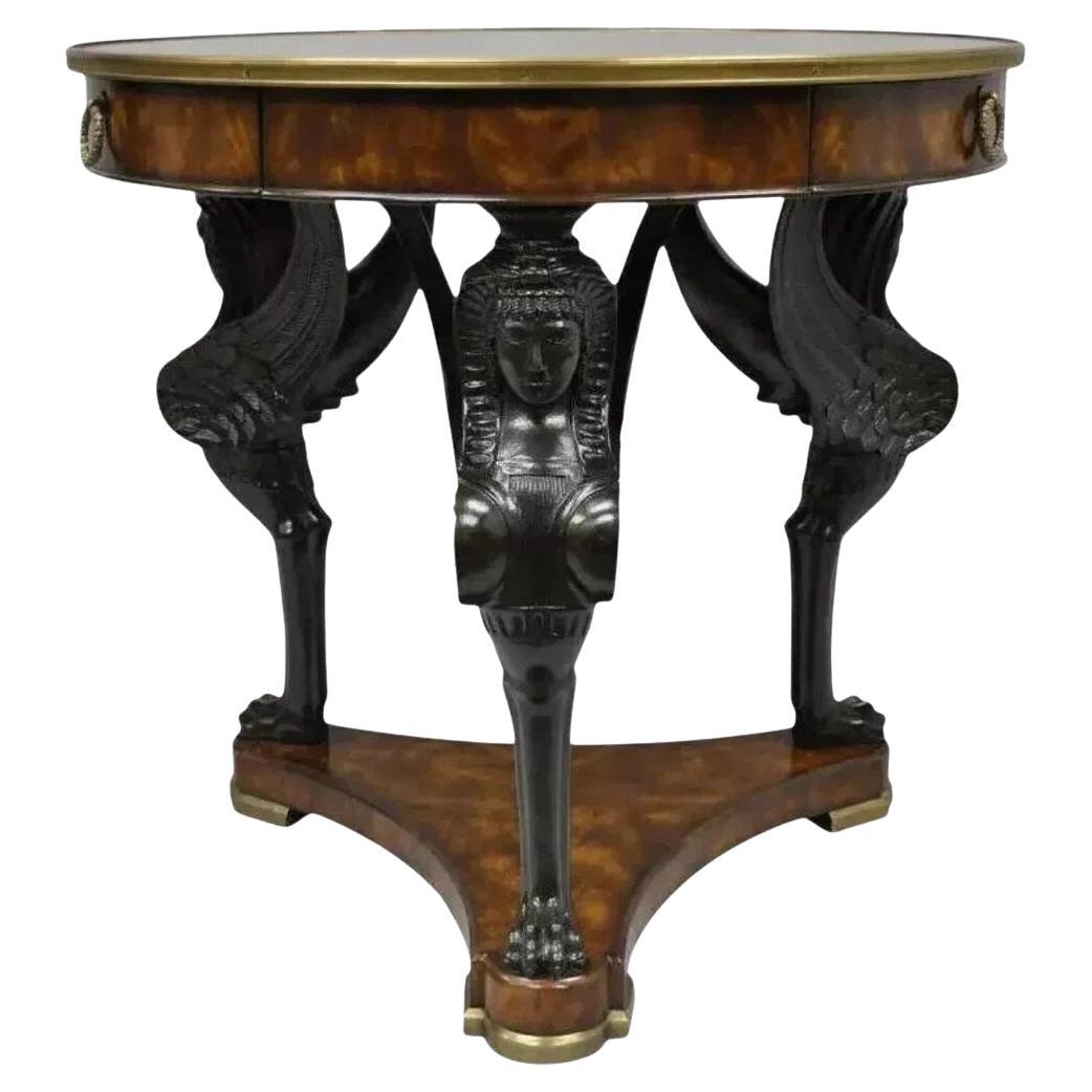 Theodore Alexander Replica Sphinx Monopodiae Round Egyptian Revival Center Table For Sale