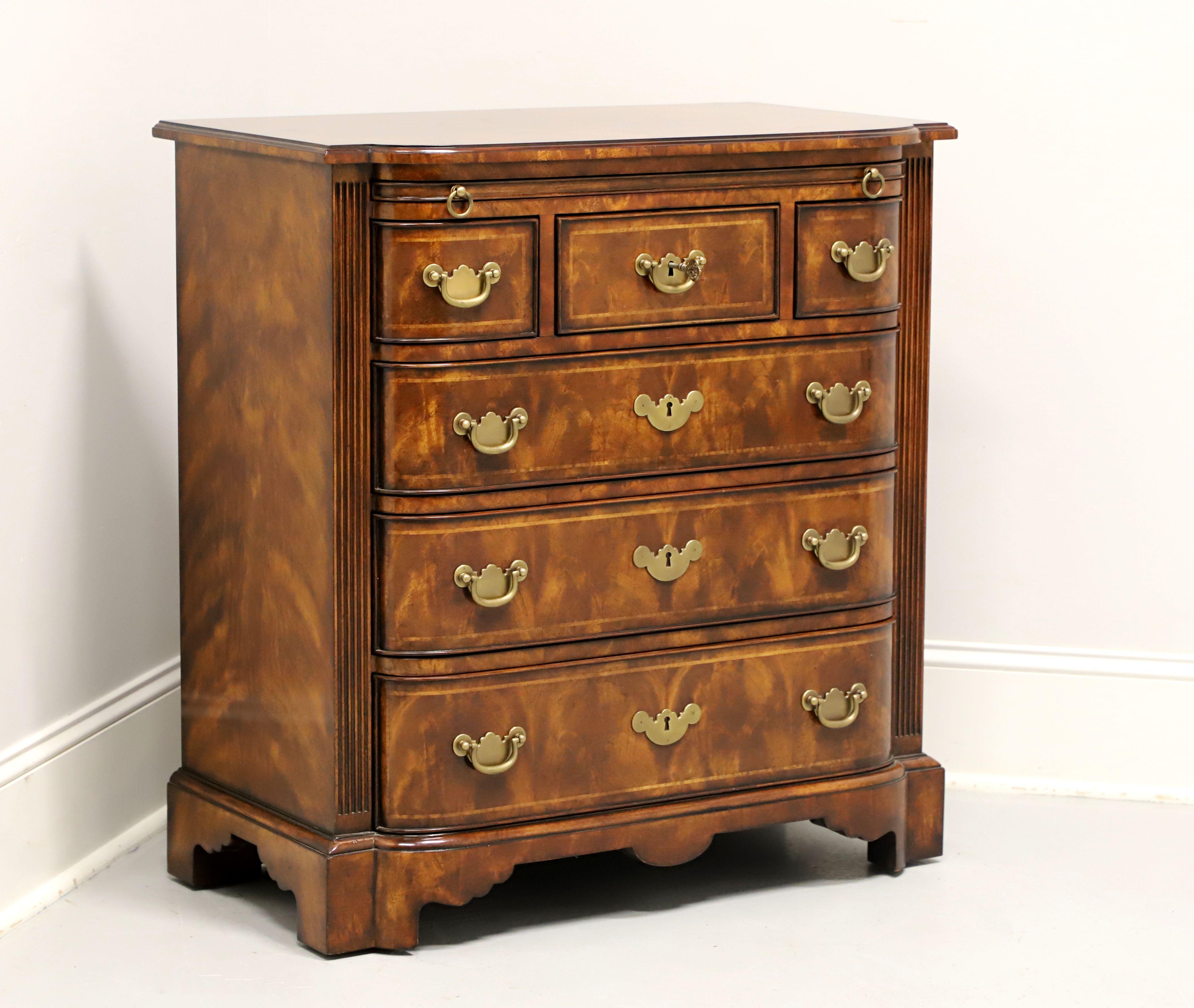 THEODORE ALEXANDER Rep•li•ca Burl Walnut Chippendale Bowfront Bachelor Chest For Sale 5
