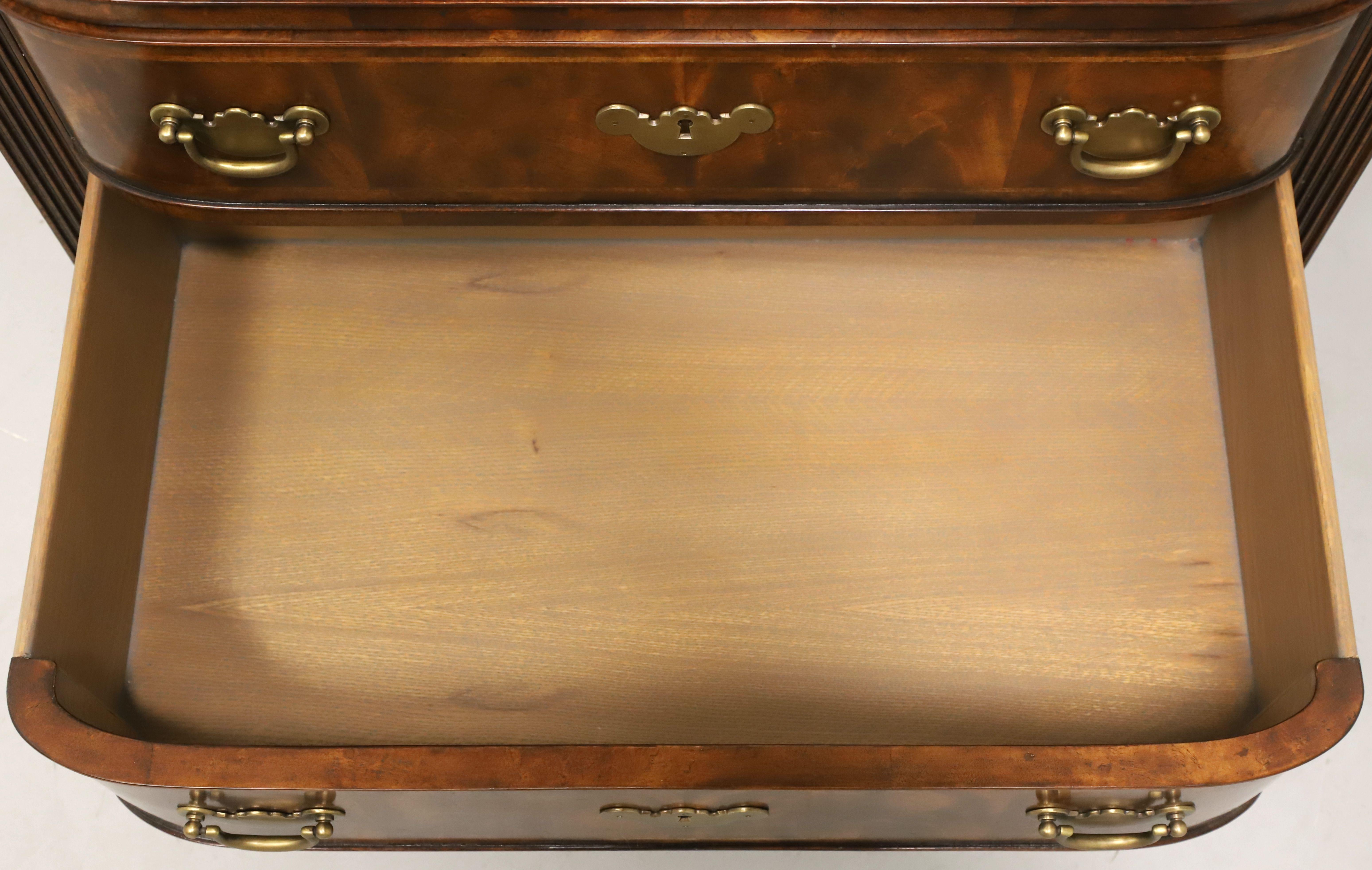 THEODORE ALEXANDER Rep•li•ca Burl Walnut Chippendale Bowfront Bachelor Chest For Sale 3