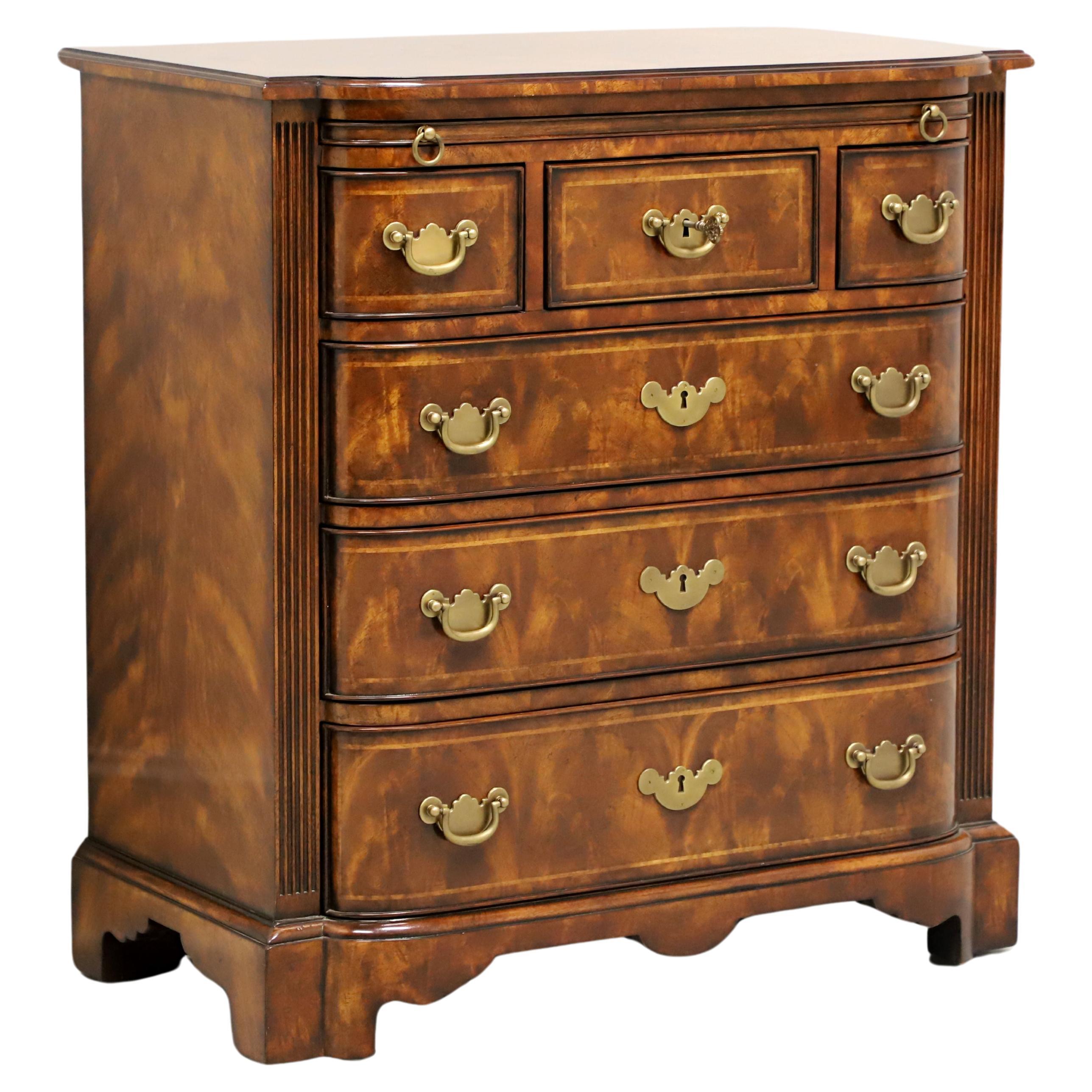 THEODORE ALEXANDER Rep•li•ca Burl Walnut Chippendale Bowfront Bachelor Chest For Sale