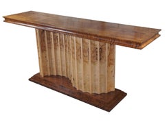 Theodore Alexander Rosewood Olive Burl Serpentine Entry Console Sofa Side Table