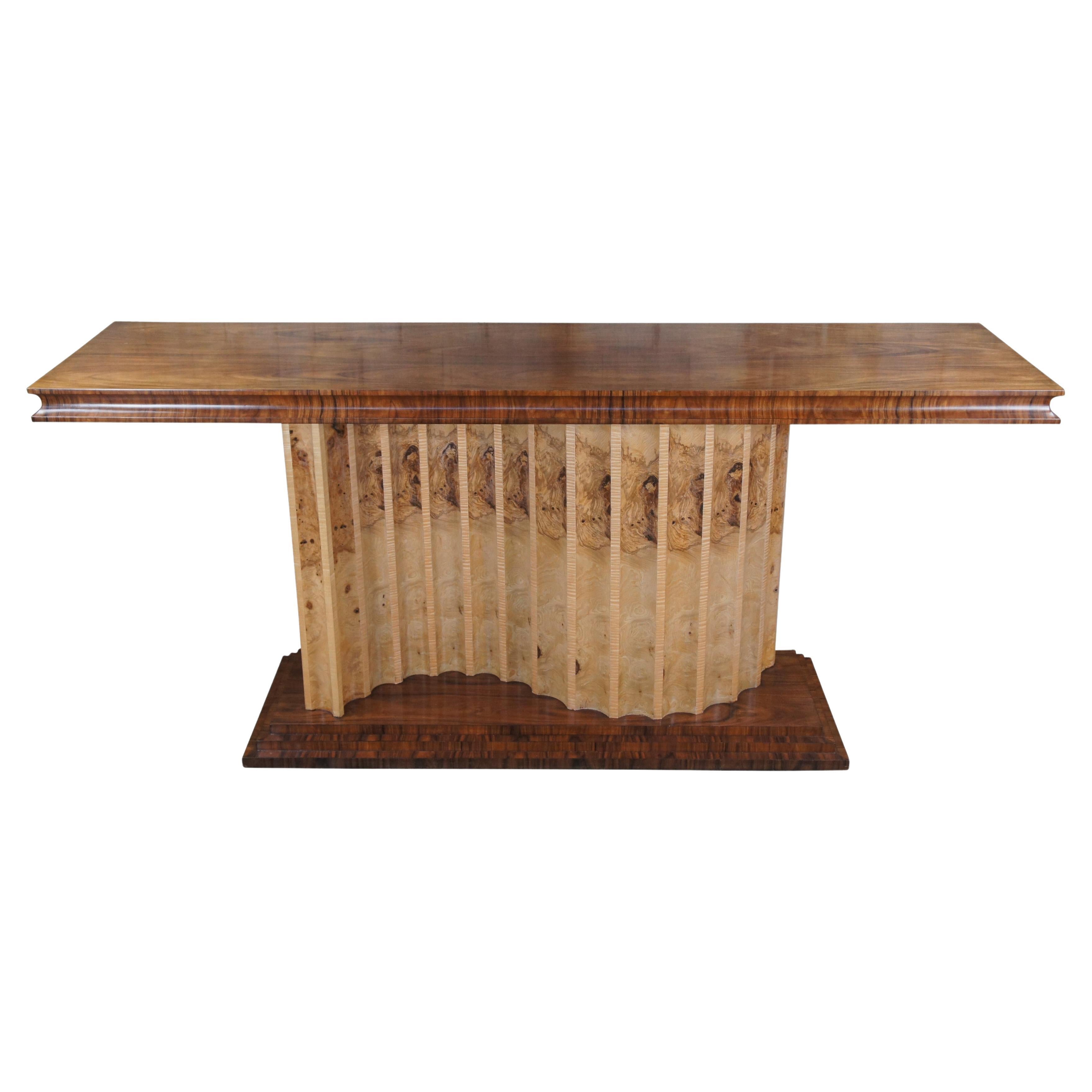 Theodore Alexander Rosewood Olive Burl Serpentine Entry Console Sofa Side Table  For Sale