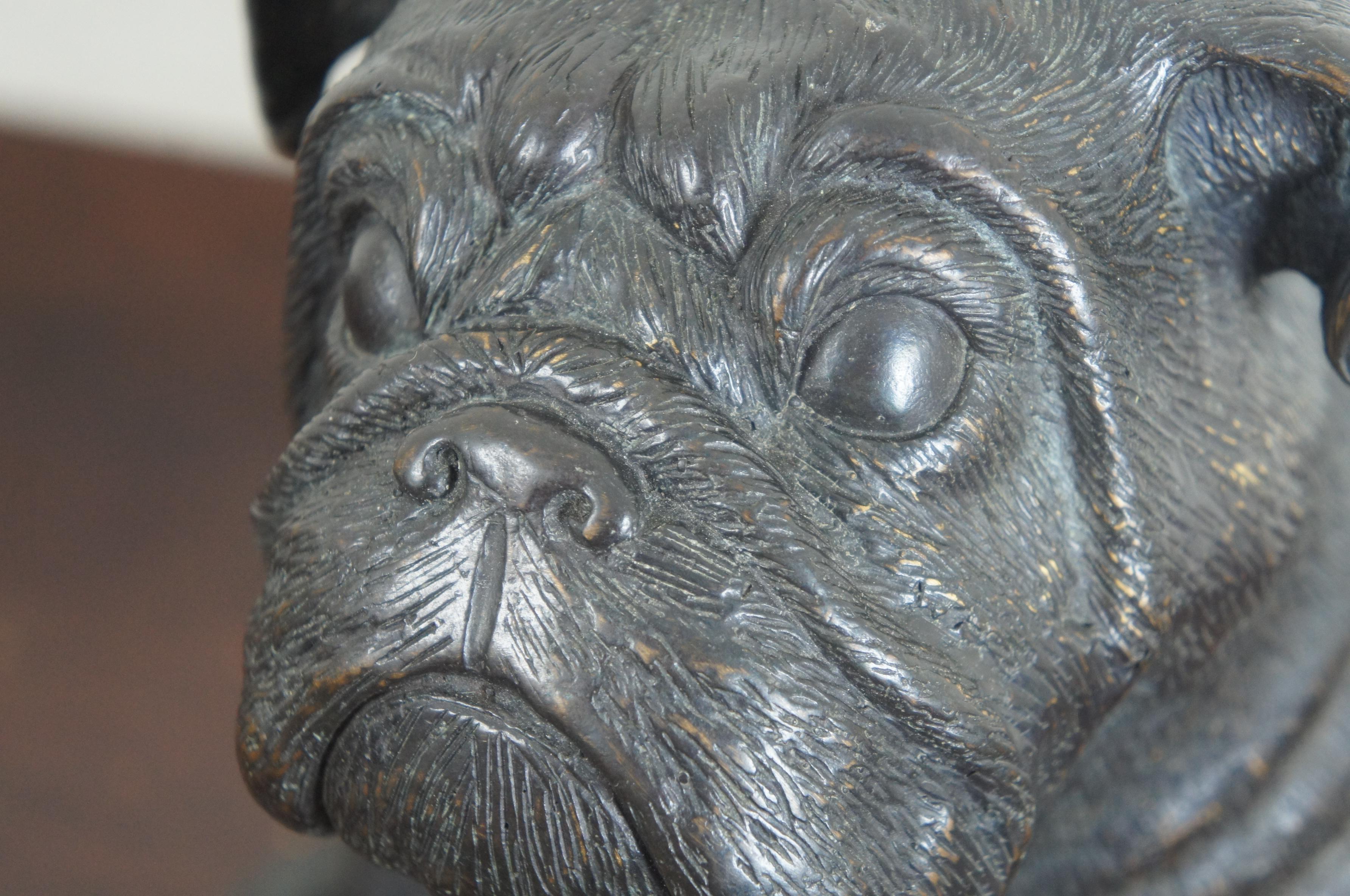 Theodore Alexander Seated British Bulldog Bronze Sculpture Statue Pug Dog 5