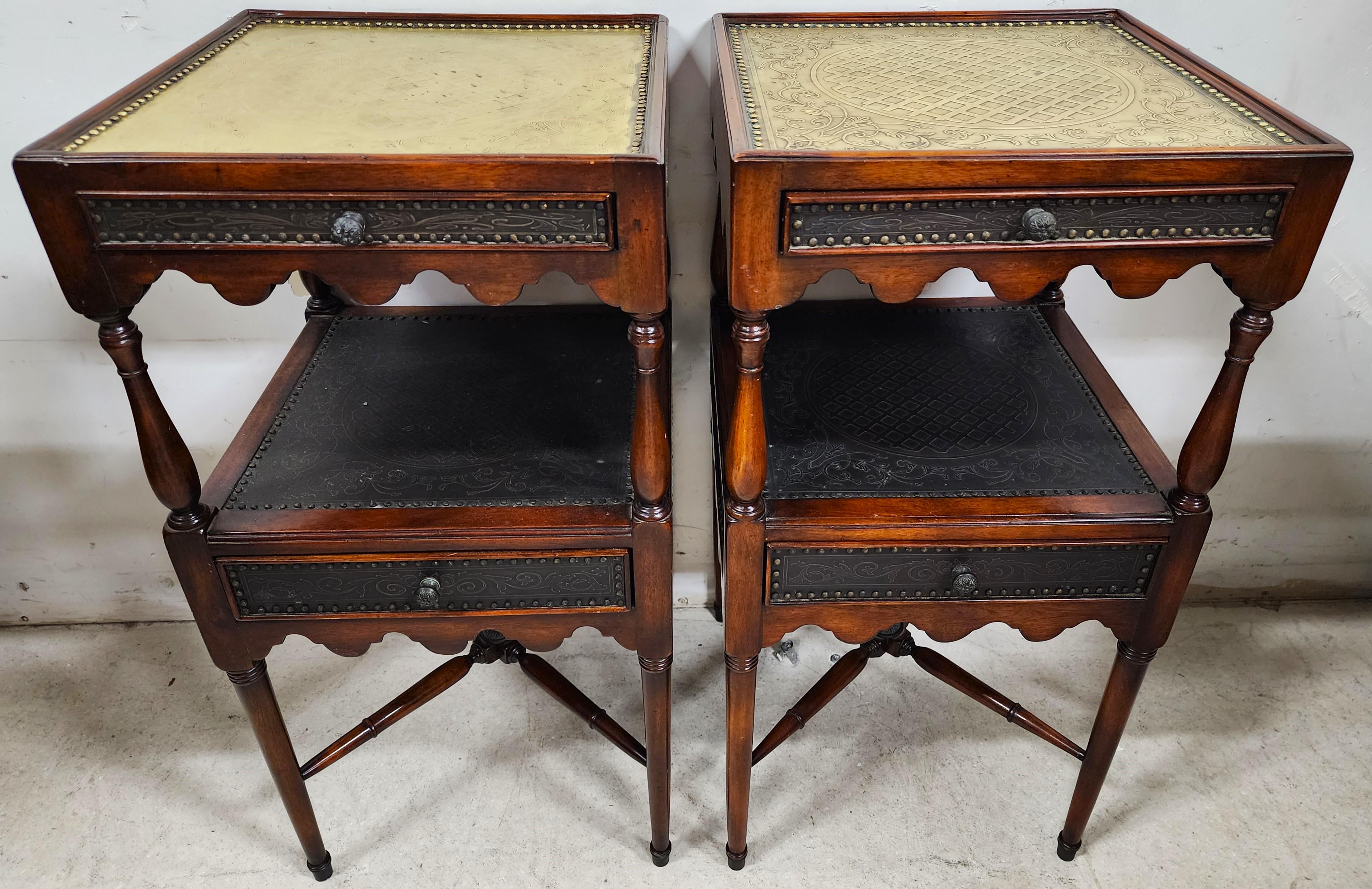 For FULL item description click on CONTINUE READING at the bottom of this page.

Offering One Of Our Recent Palm Beach Estate Fine Furniture Acquisitions Of A
Pair of THEODORE ALEXANDER Side Tables Nightstands from their Armoury Collection
Featuring