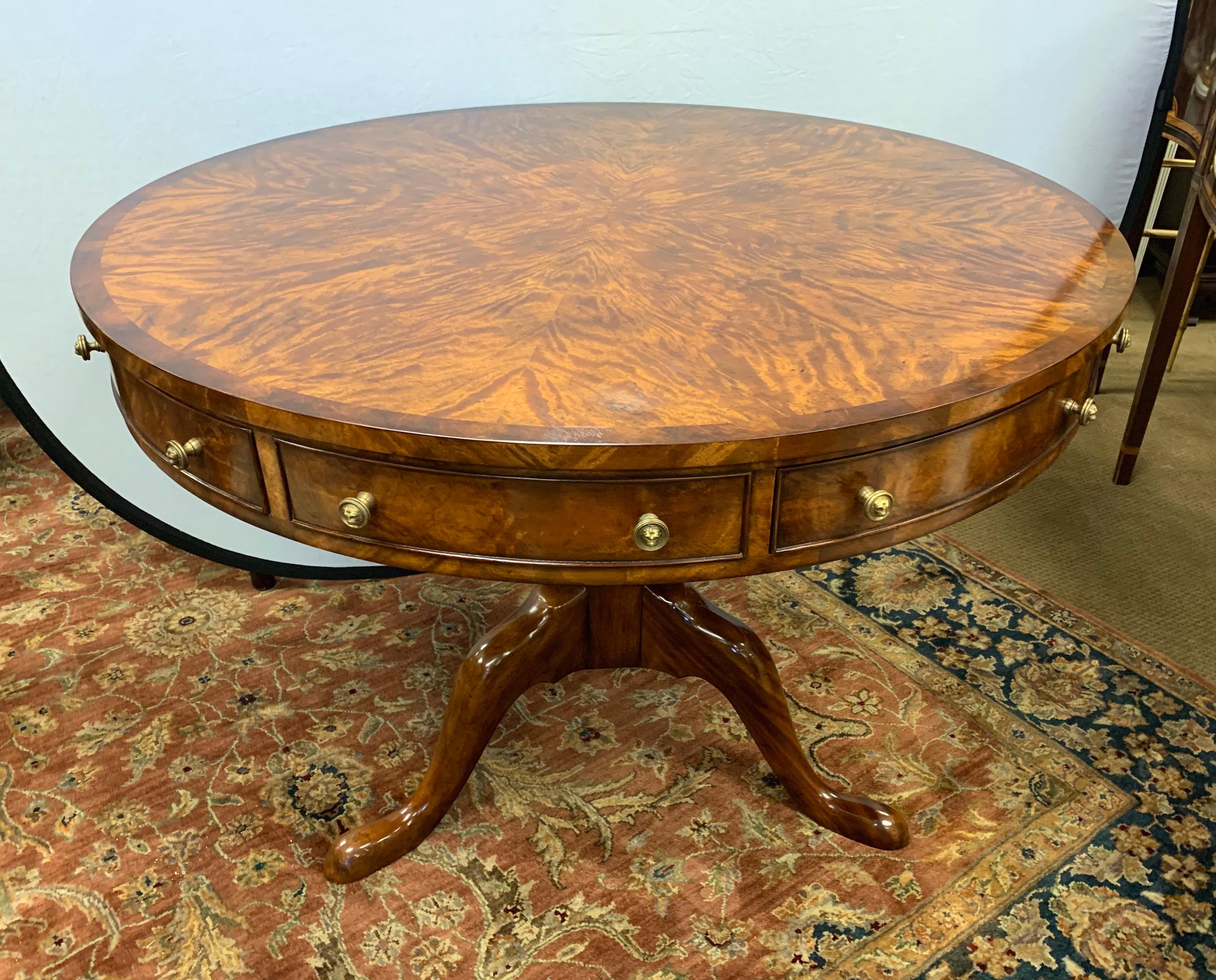 Theodore Alexander Signed Althorp Mahogany Round Center, Game or Dining Table 1