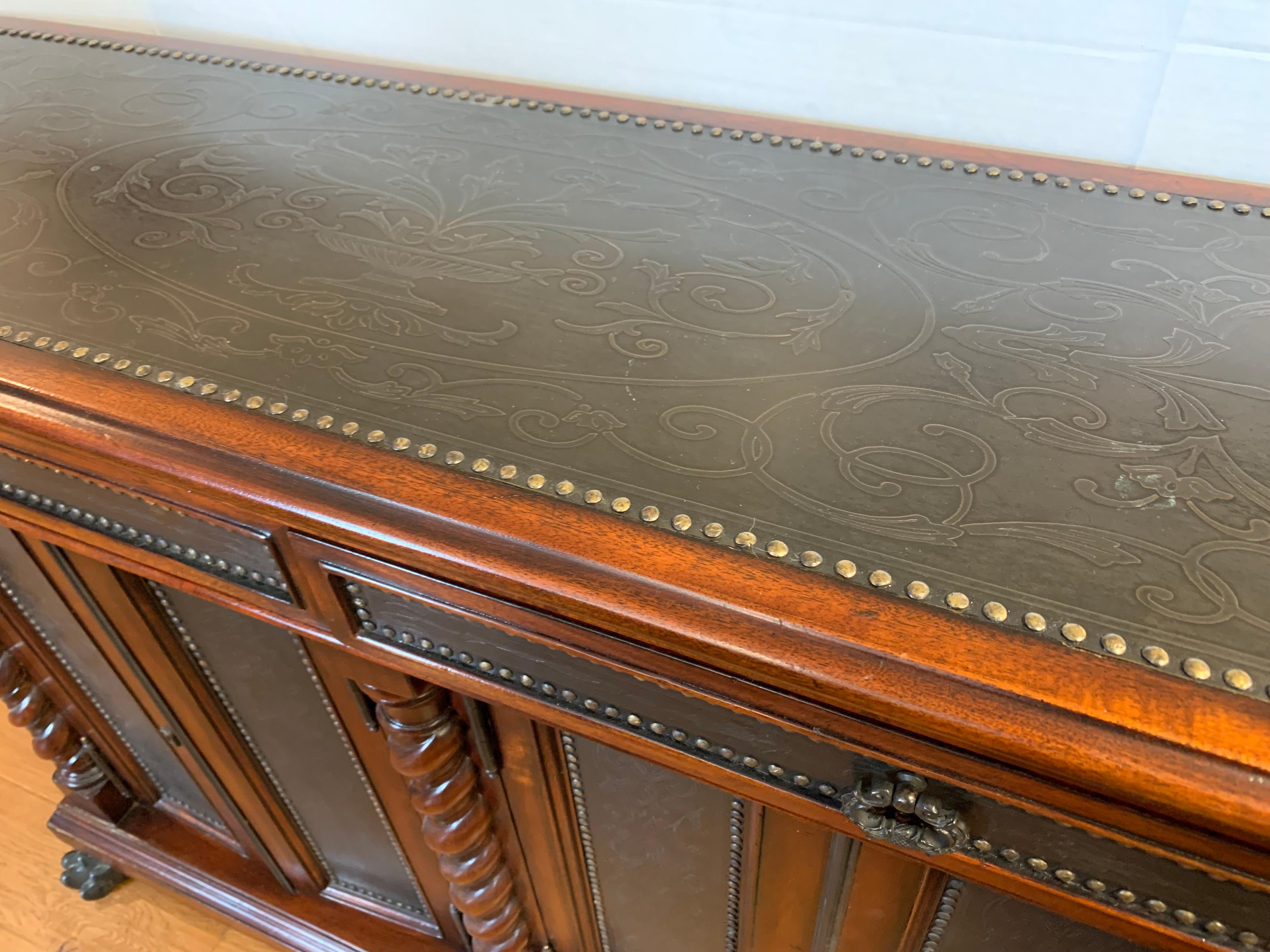 Contemporary Theodore Alexander Signed Mahogany Claw Feet Credenza Bar Console Sideboard
