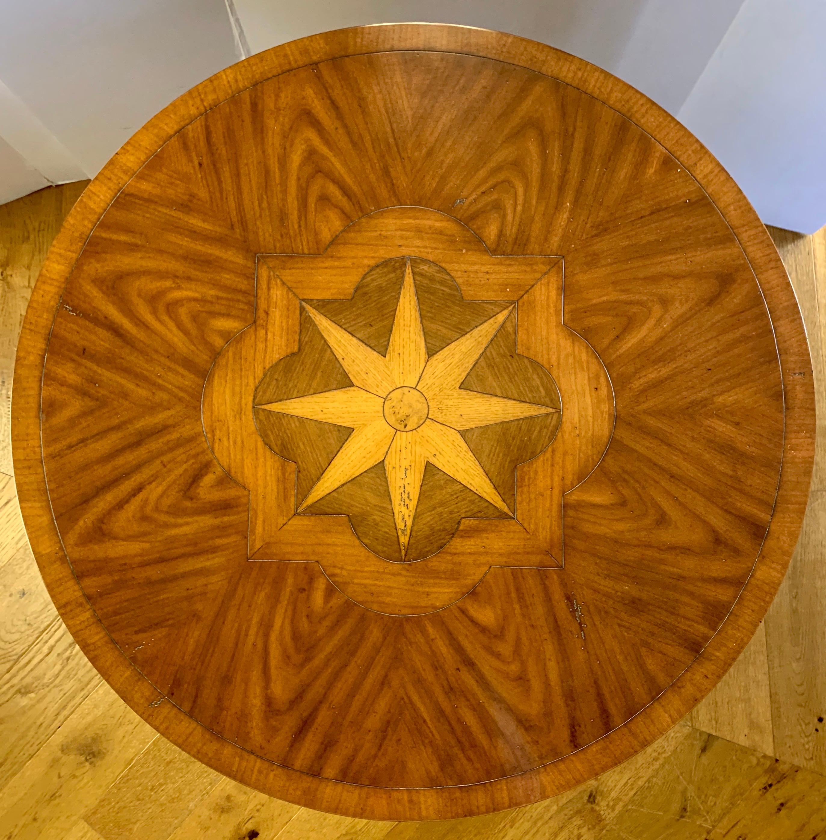 20th Century Theodore Alexander Signed Round Marquetry Table