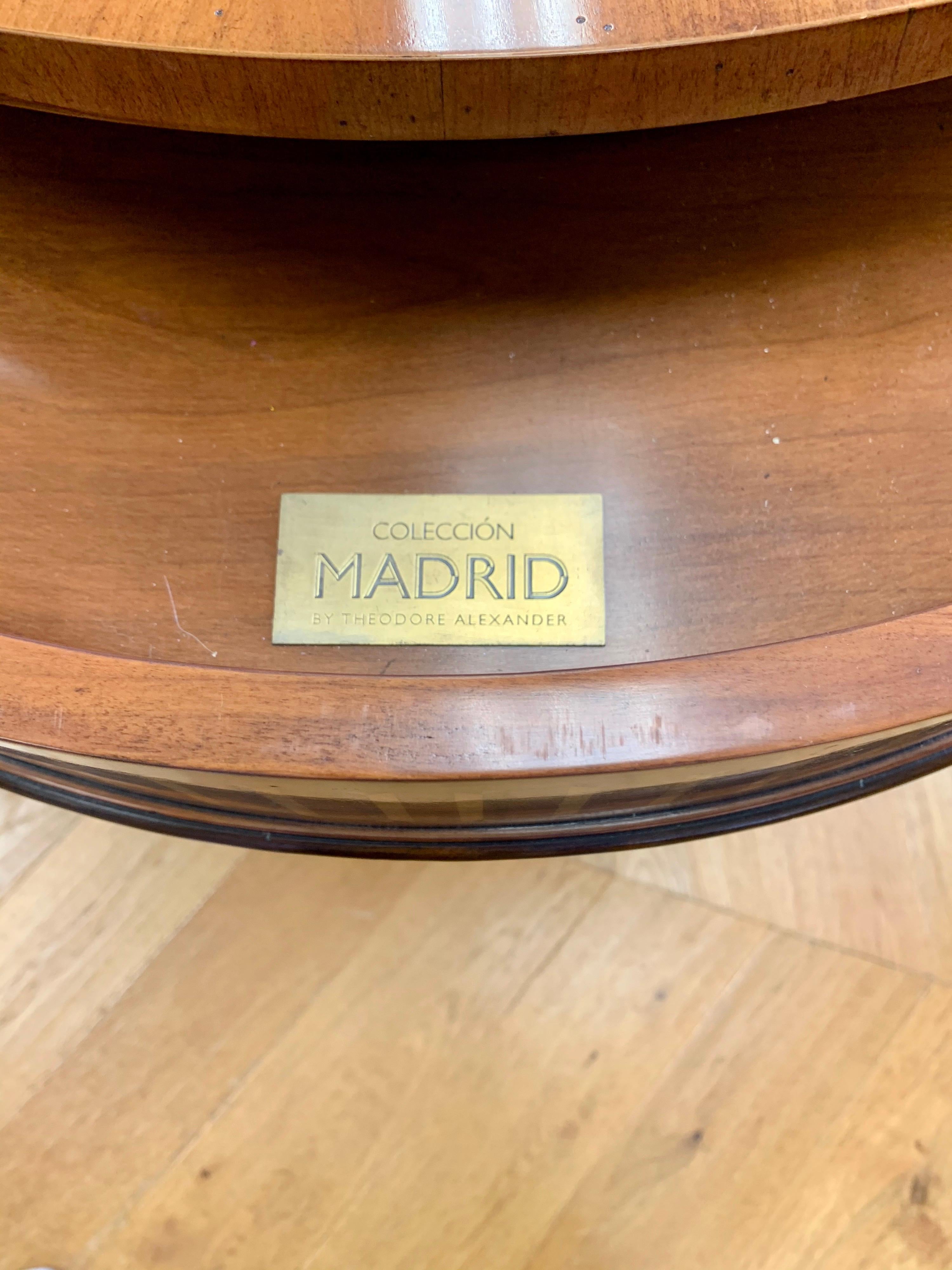Fruitwood Theodore Alexander Signed Round Marquetry Table