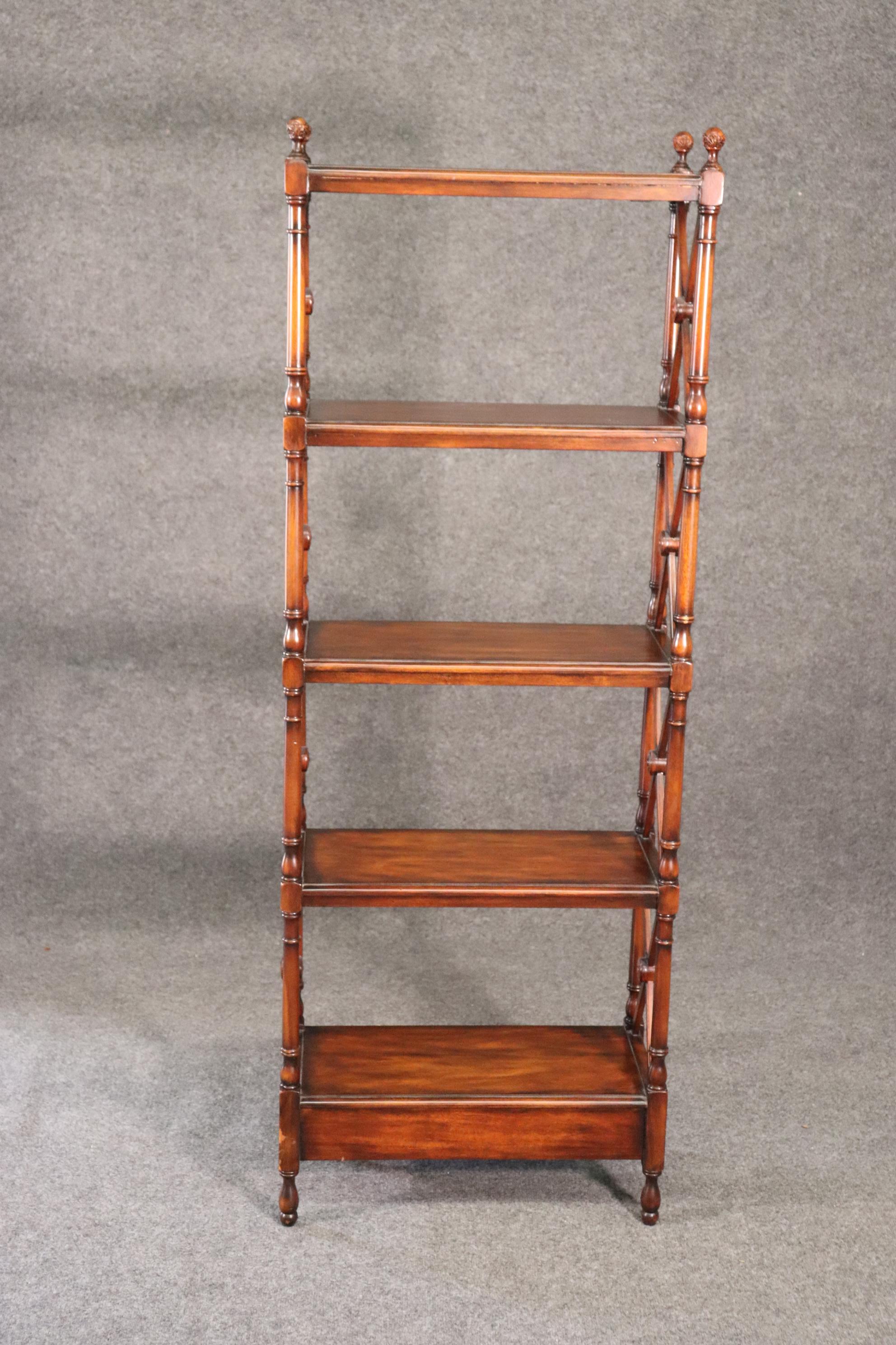 Theodore Alexander Solid Mahogany Directoire Style Etagere Bookshelf Display 10