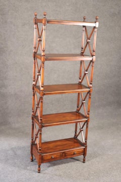 Theodore Alexander Solid Mahogany Directoire Style Etagere Bookshelf Display