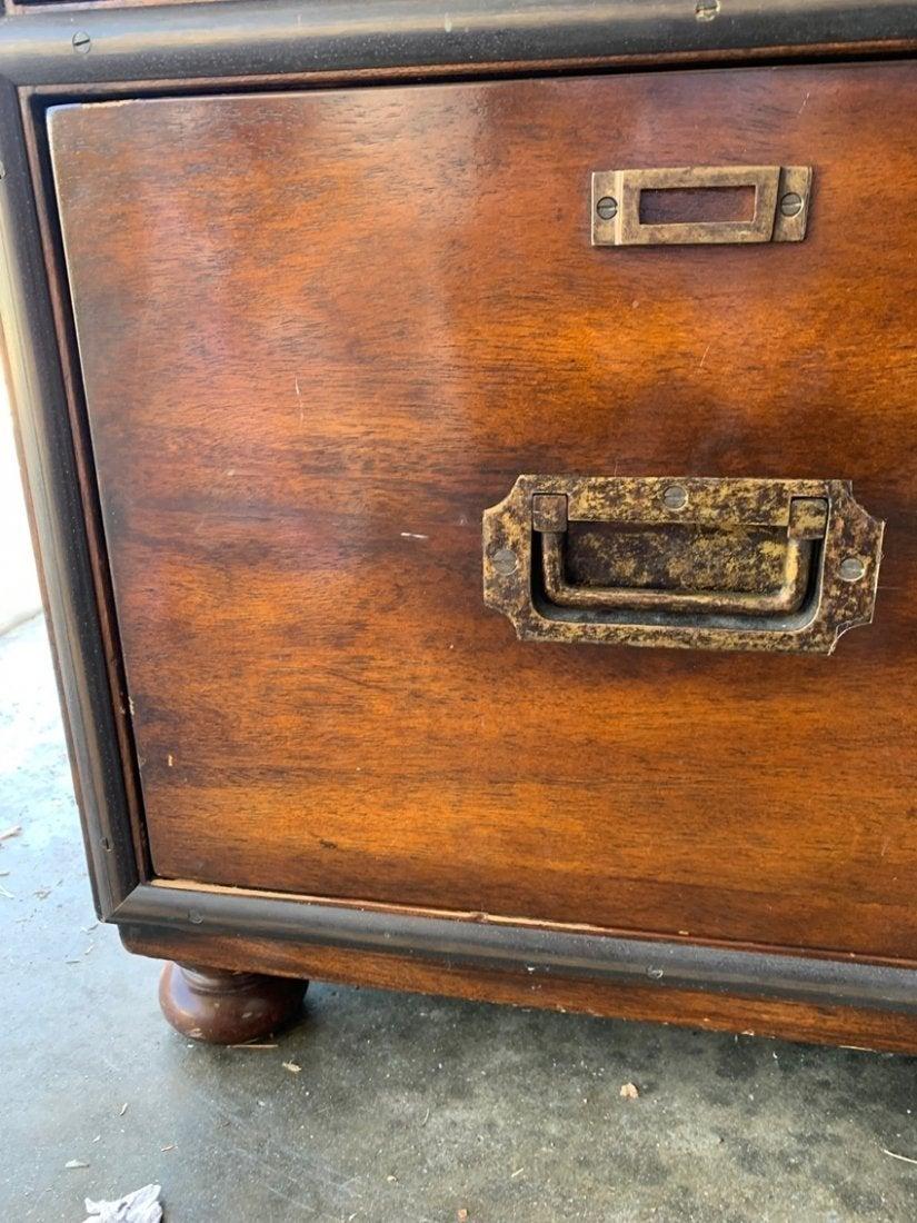 Theodore Alexander Solid Wood and Brass File Cabinet/Dresser In Good Condition In Los Angeles, CA