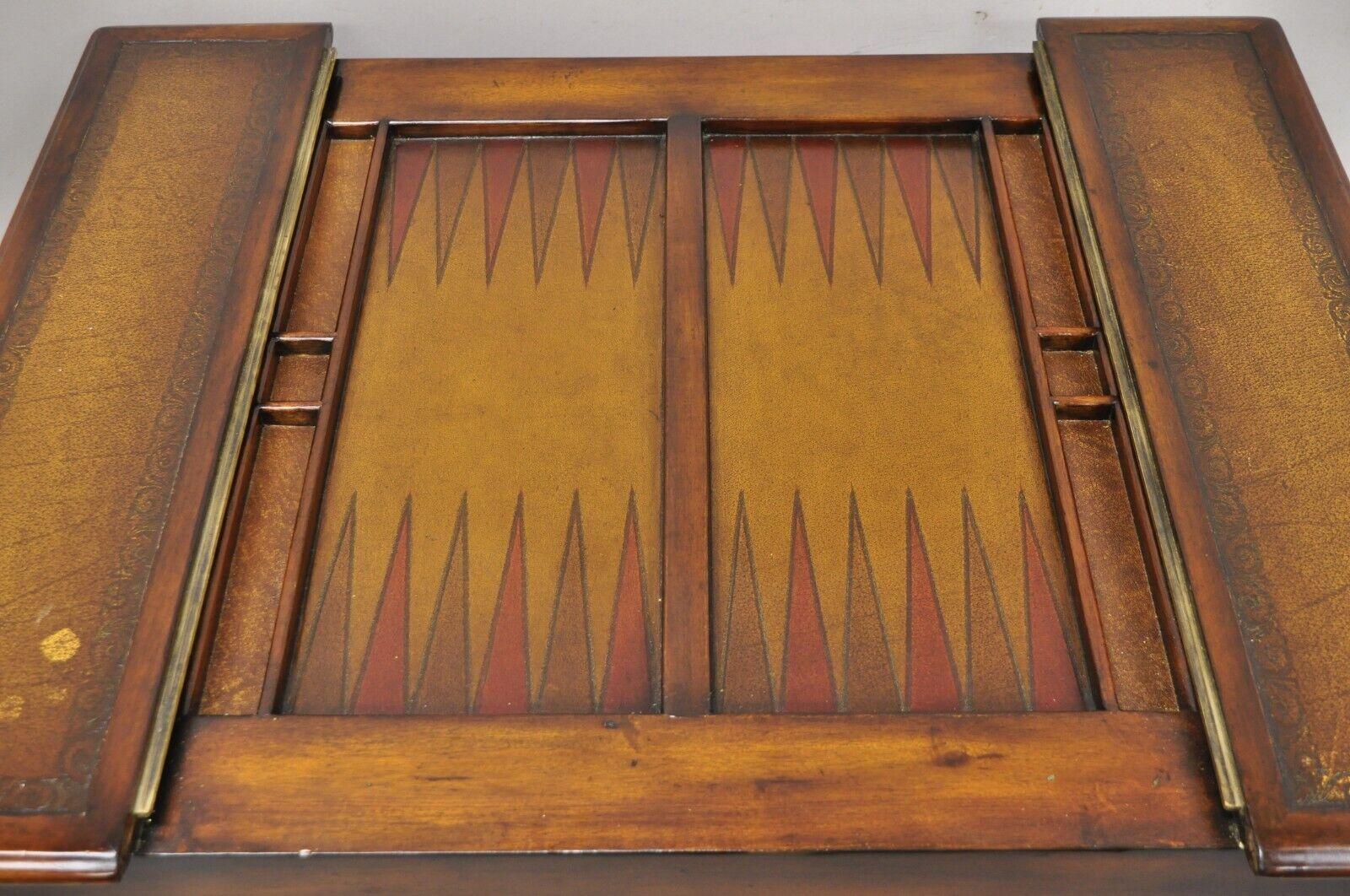 Theodore Alexander Spiral Turned Legs Leather Top Jacobean Style Game Table In Good Condition In Philadelphia, PA