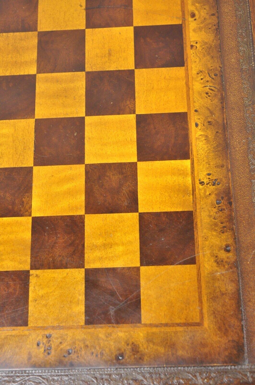 Theodore Alexander Spiral Turned Legs Leather Top Jacobean Style Game Table 1