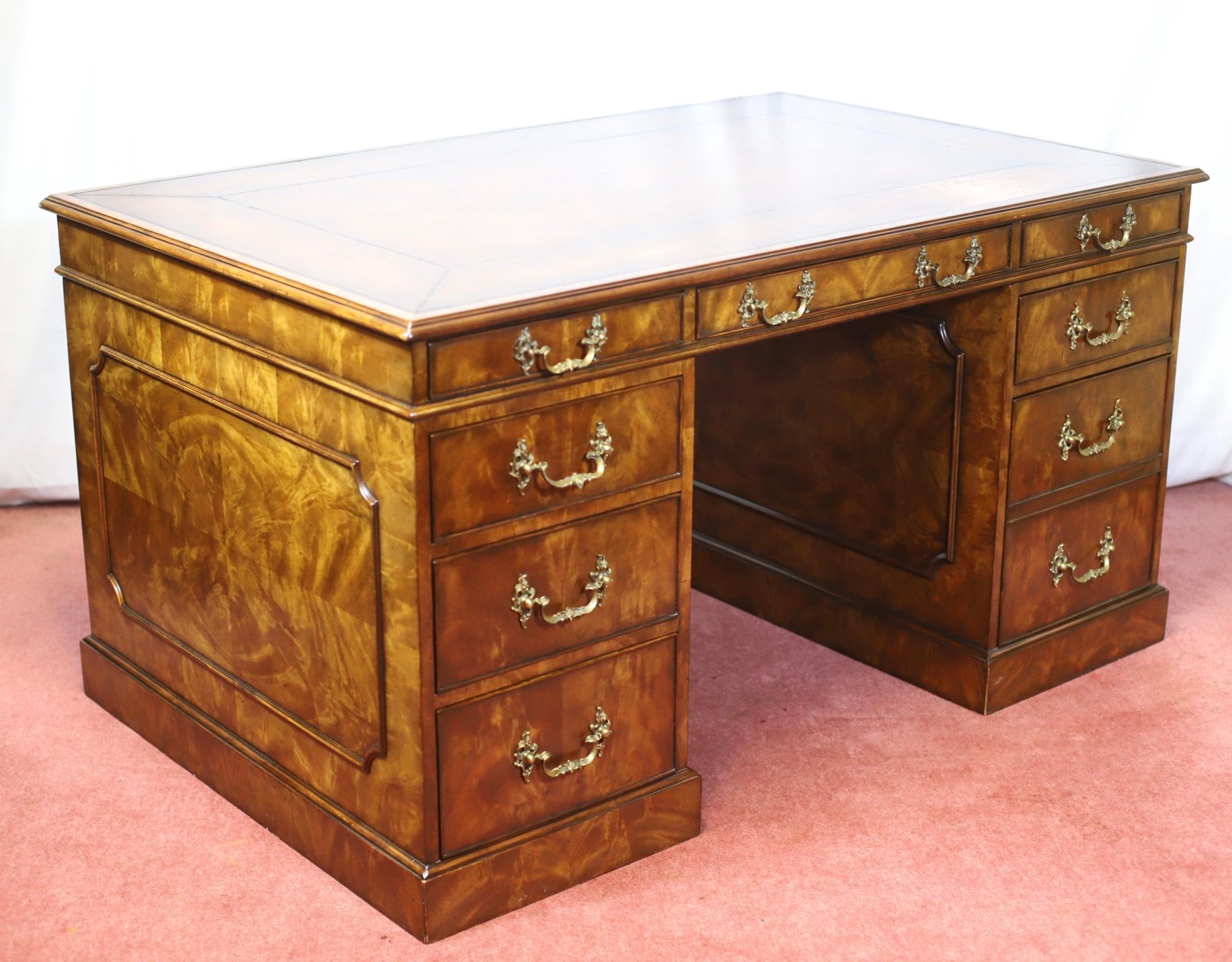Theodore Alexander Stuning Modern George III Style  Twin Pedestal Desk For Sale 3
