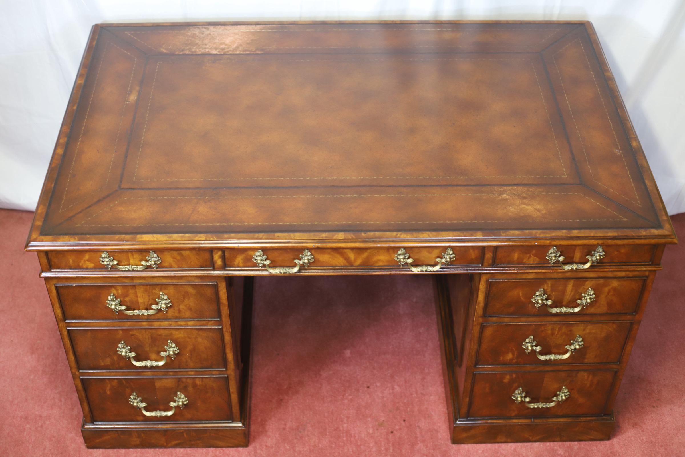 Theodore Alexander Stuning Modern George III Style  Twin Pedestal Desk For Sale 7