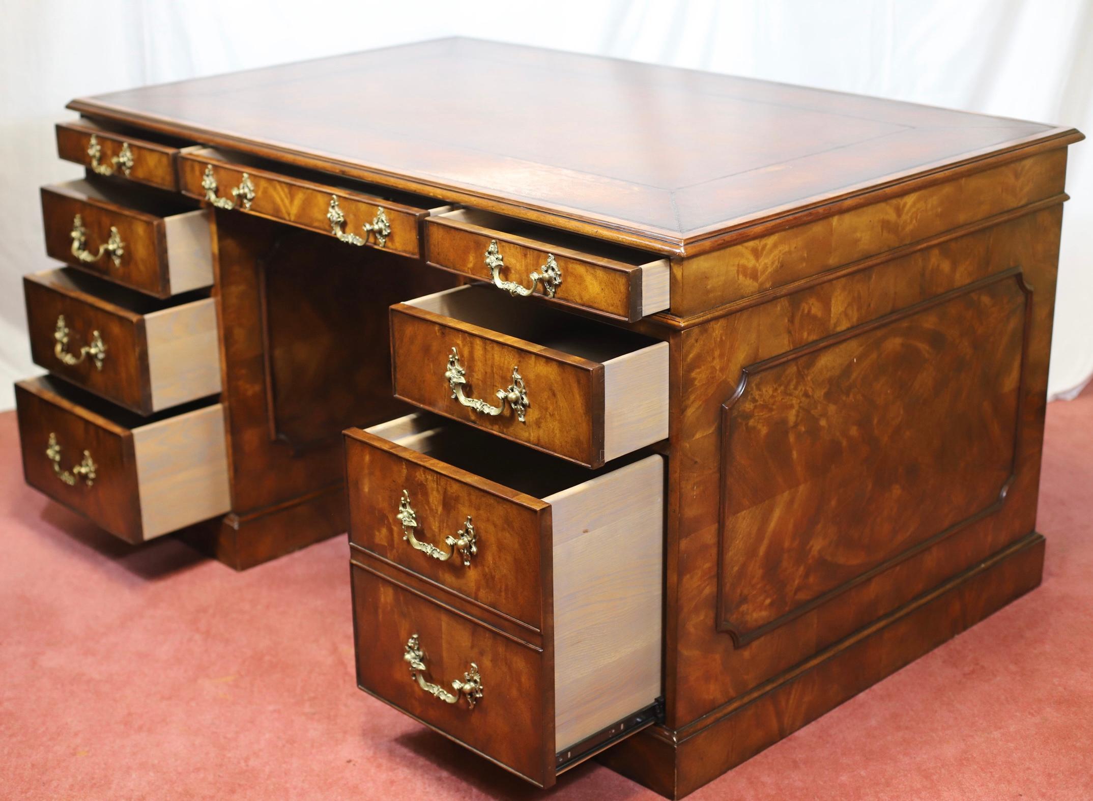 Theodore Alexander Stuning Modern George III Style  Twin Pedestal Desk For Sale 11