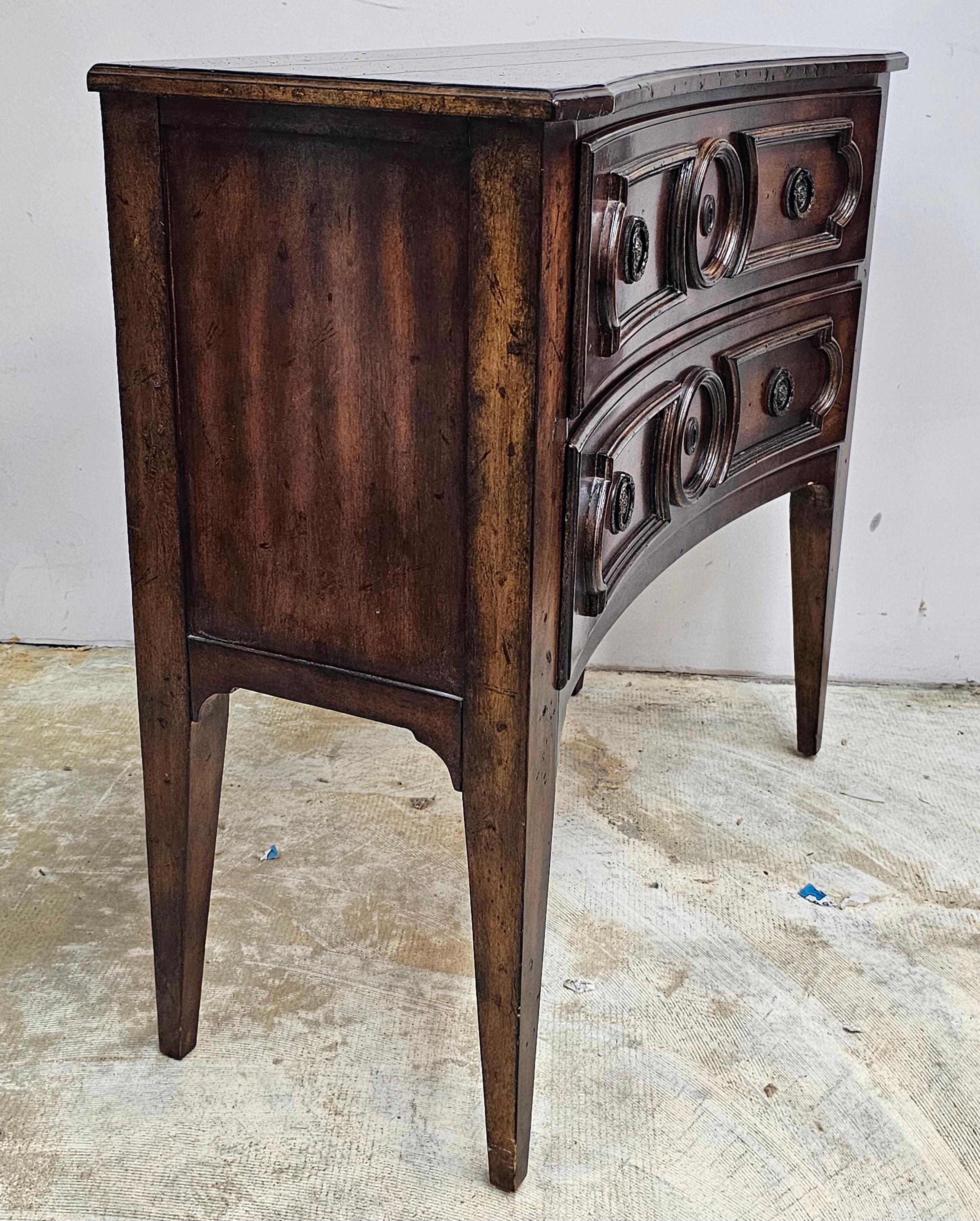 20th Century Theodore Alexander Style Walnut Two-Drawer Commode For Sale