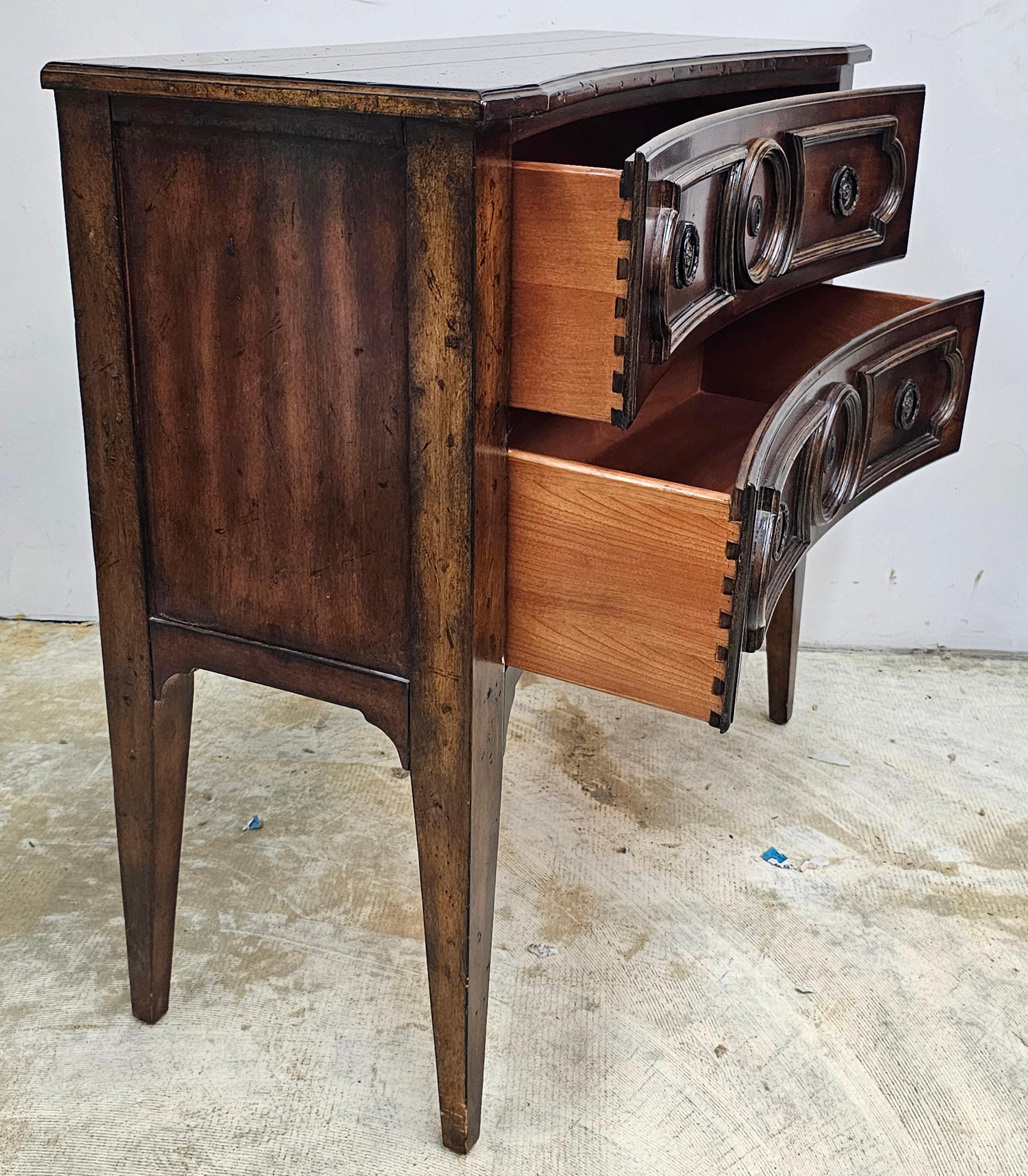Wood Theodore Alexander Style Walnut Two-Drawer Commode For Sale