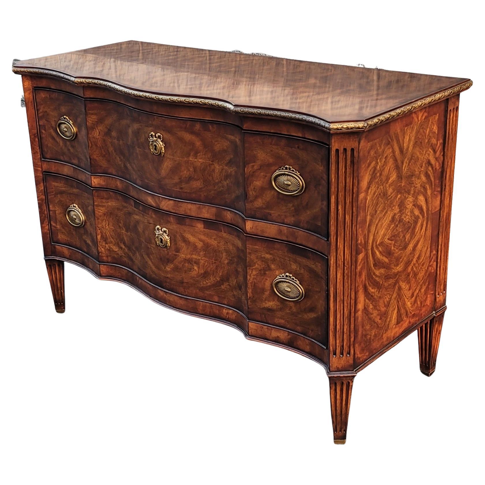 Contemporary Theodore Alexander The India Silk Serpentine Mahogany & Gilt Commode