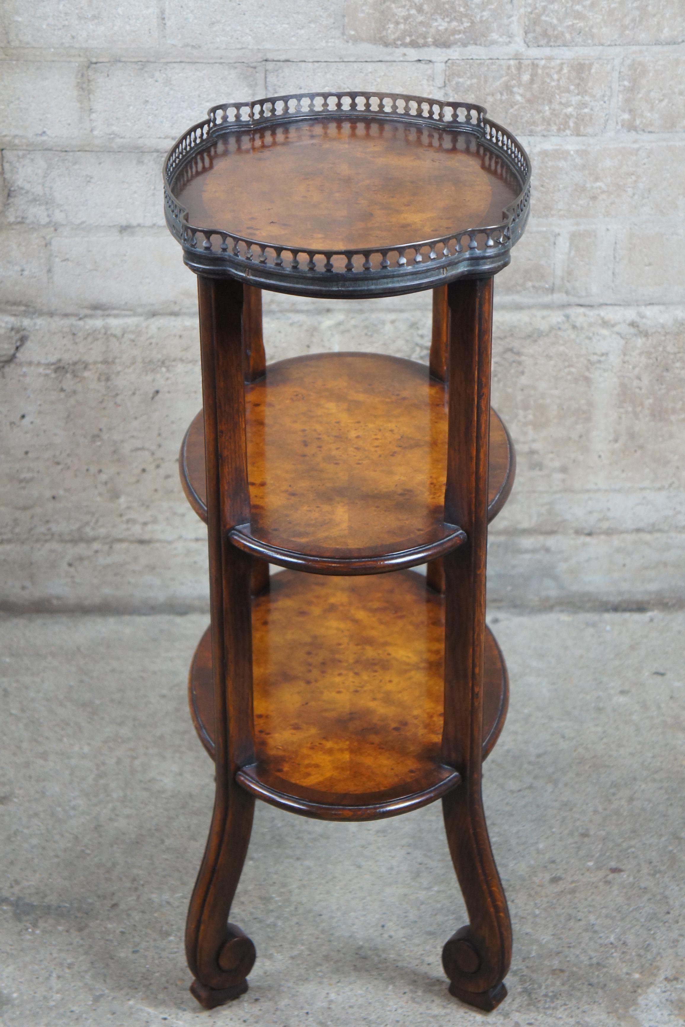 Mahogany Theodore Alexander Tiered Burl Wood English Side Accent Table w Gallery 5005-182