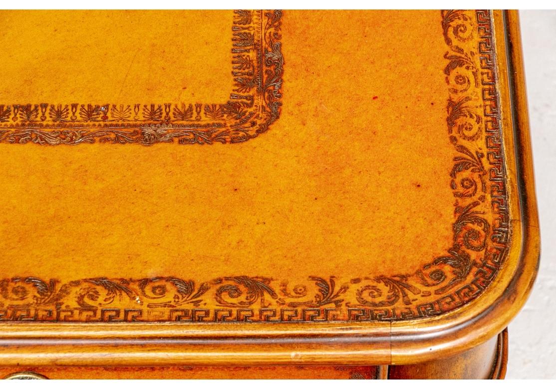 Theodore Alexander Tooled Leather Top Cocktail Table With Boot Form