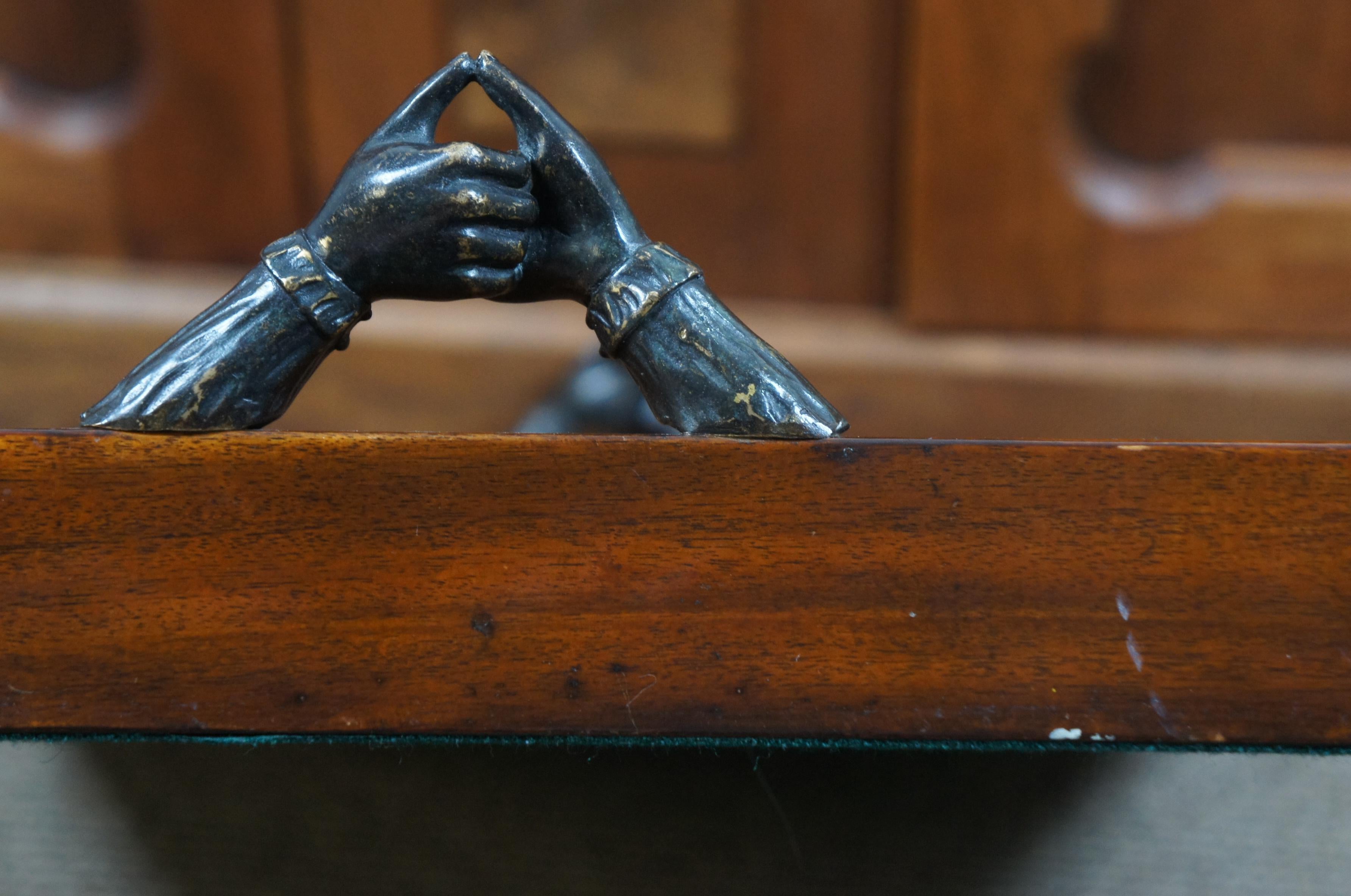 Theodore Alexander Tooled Leather Victorian Library Tray Clasped Hands 6