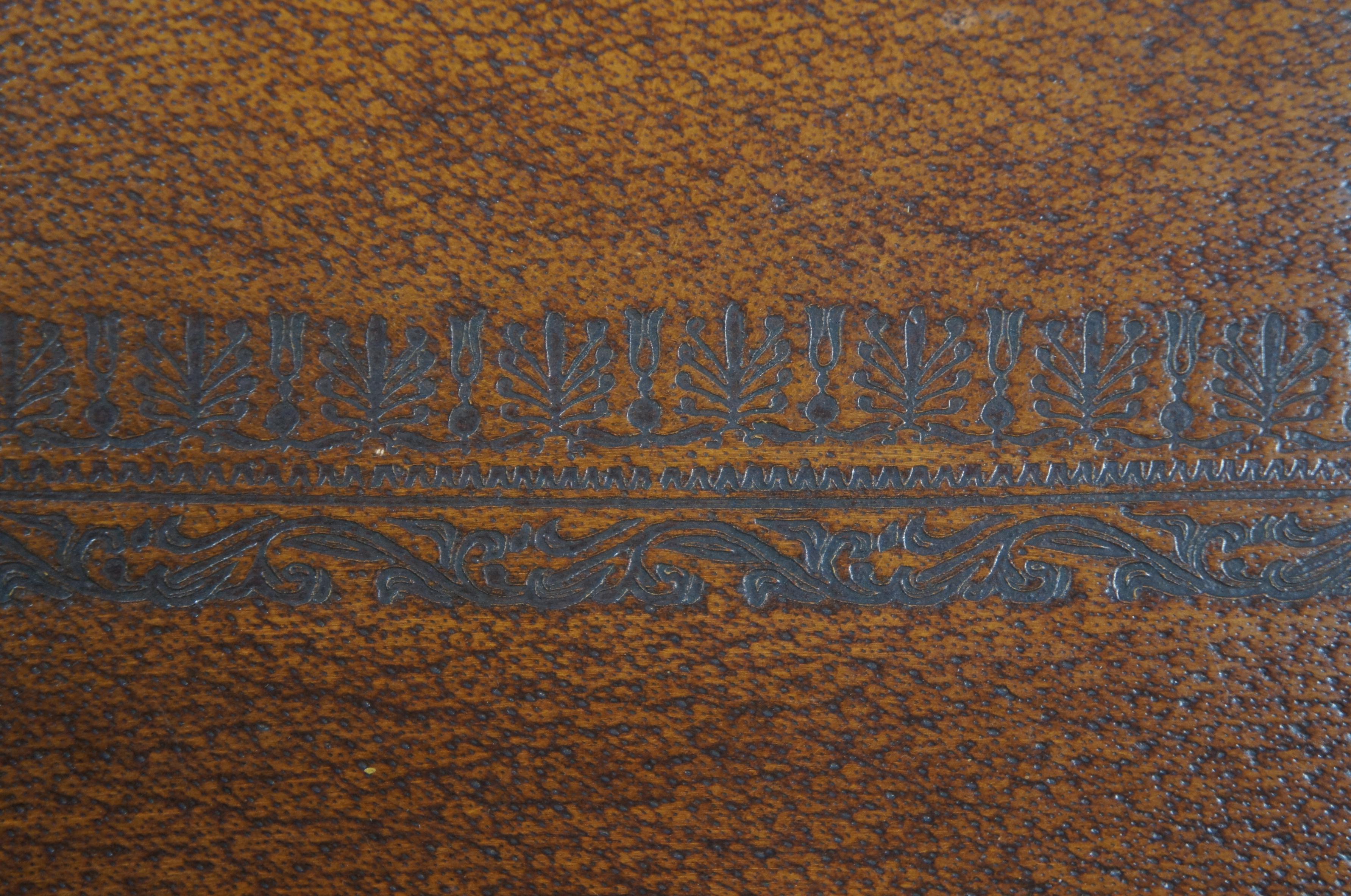Theodore Alexander Tooled Leather Victorian Library Tray Clasped Hands 7