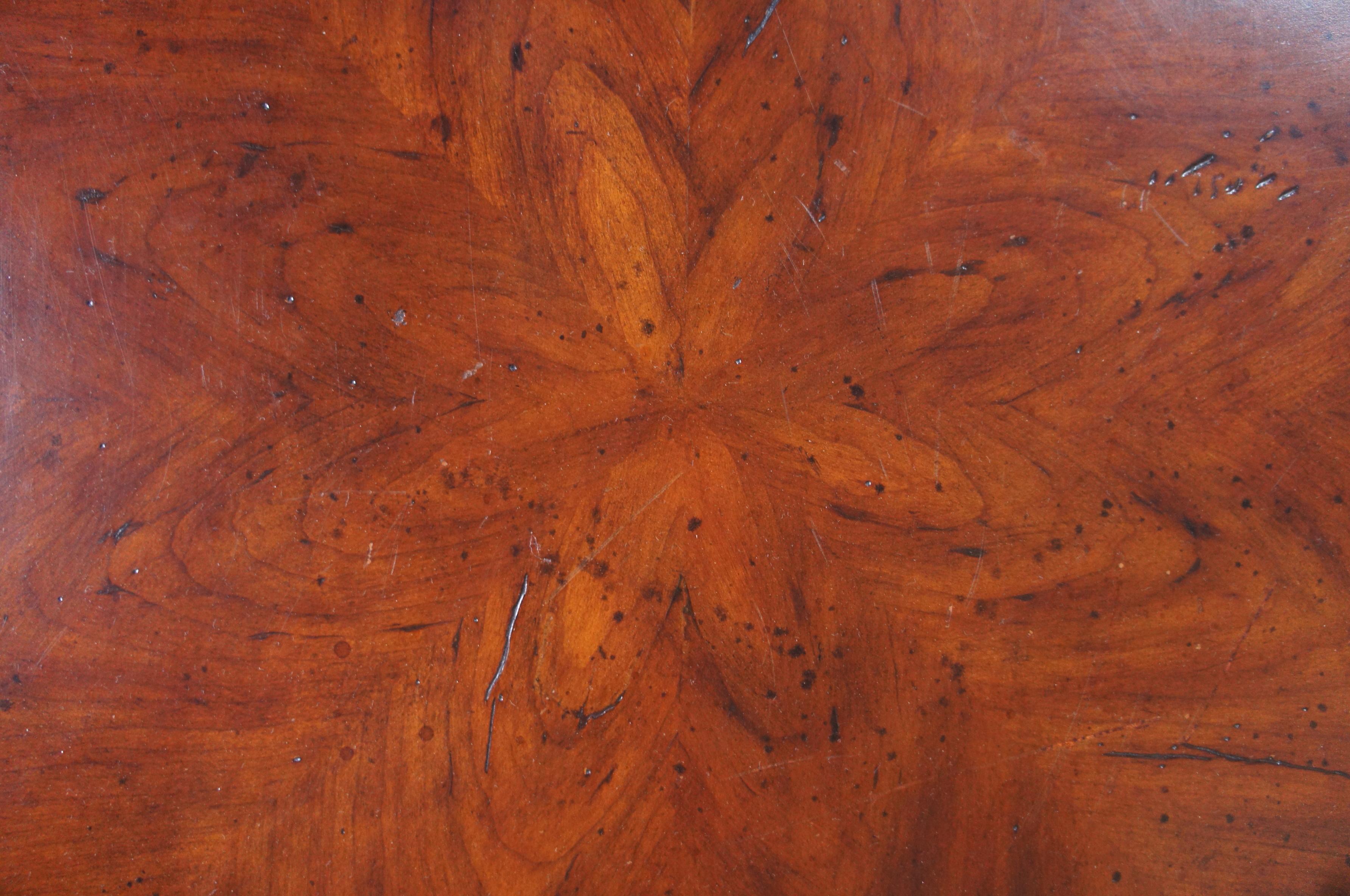 Theodore Alexander Traditional Walnut 2-Tier Octagon Center Accent Spider Table In Good Condition In Dayton, OH