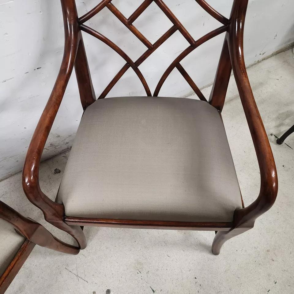 Mahogany Theodore Alexander Trellis Dining Armchairs
