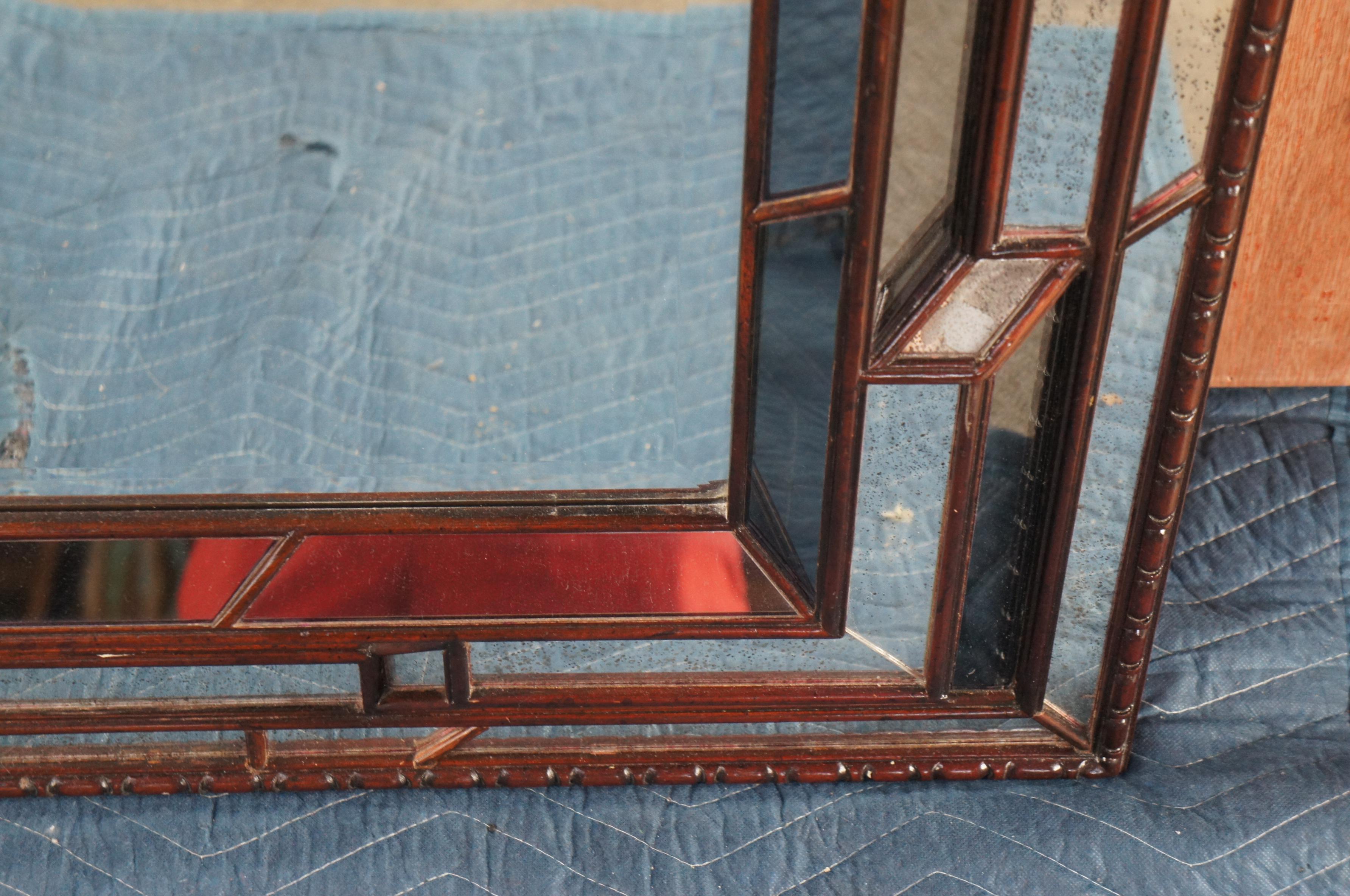 20th Century Theodore Alexander Venetian Art Deco Geometric Mahogany Pavlovsk Mirror For Sale