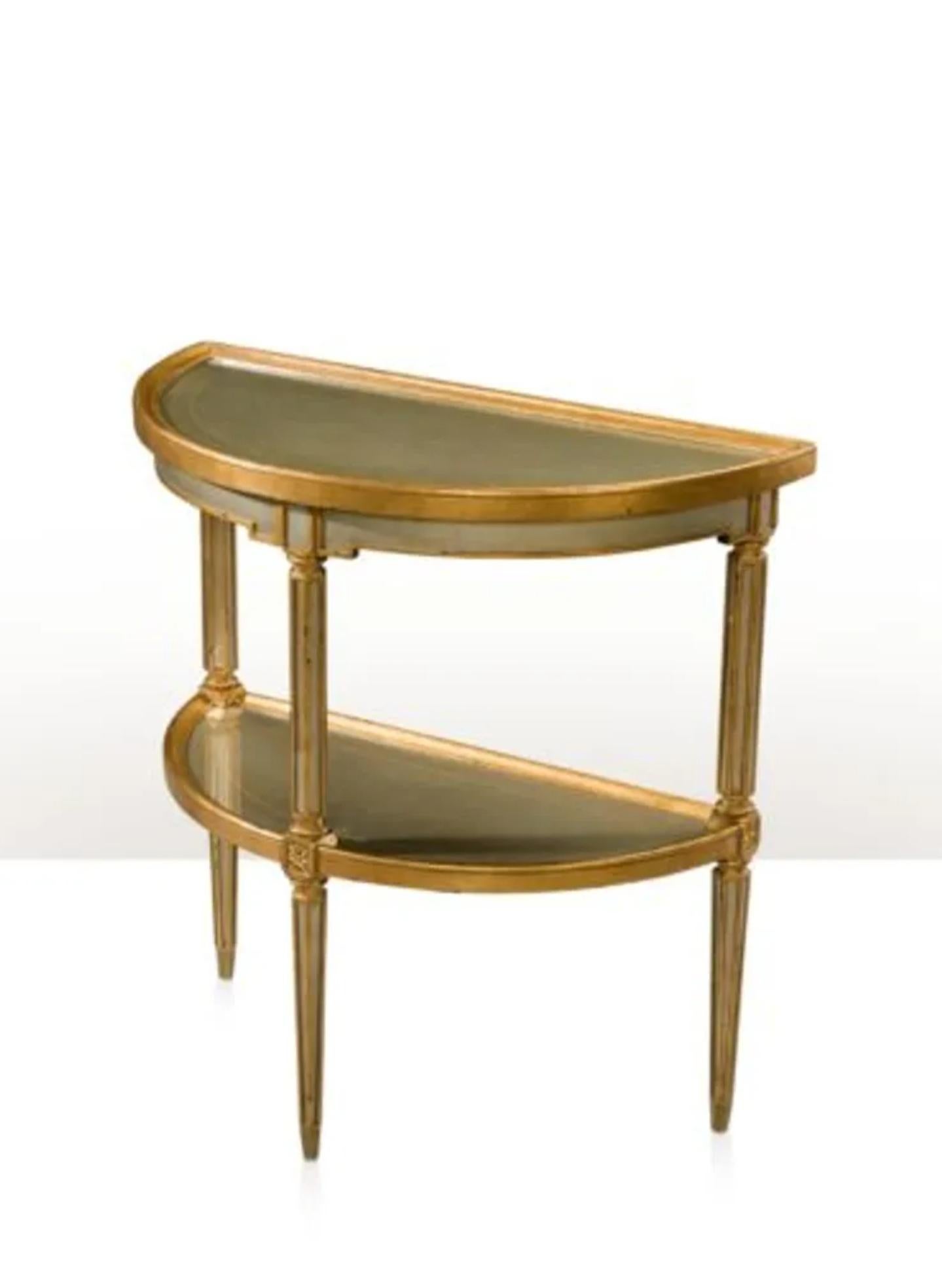 Theodore Alexander Venetian Waters Eglomise Demilune Console Table For Sale 6