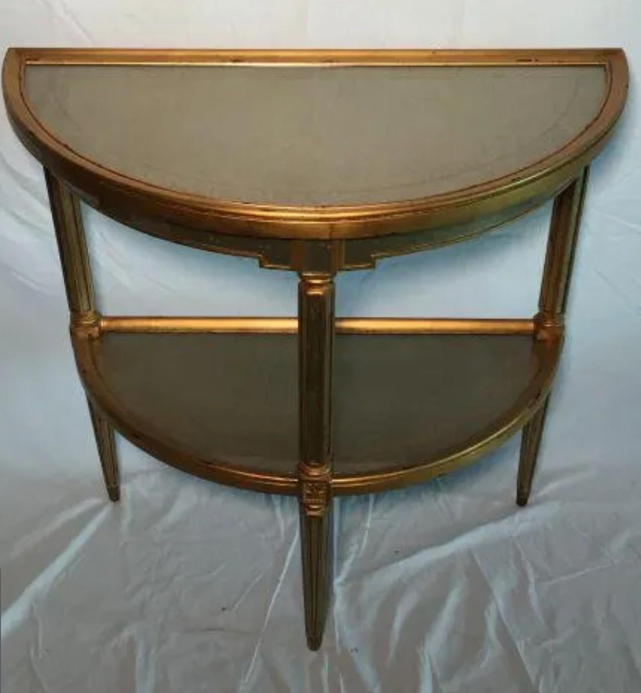 Contemporary Theodore Alexander Venetian Waters Eglomise Demilune Console Table For Sale