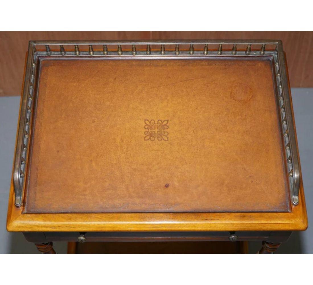 Georgian Theodore Alexander Vintage Walnut Side Table in Leather Inlay For Sale