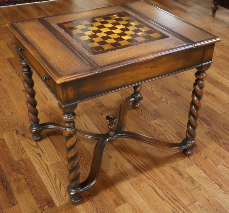 94615★THEODORE ALEXANDER ゲームテーブル チェス Theodore Alexander Walnut And Burled Walnut Spiral Leg