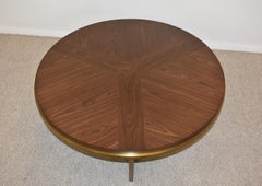 Theodore Alexander Walnut & Brass Modern Coffee Table