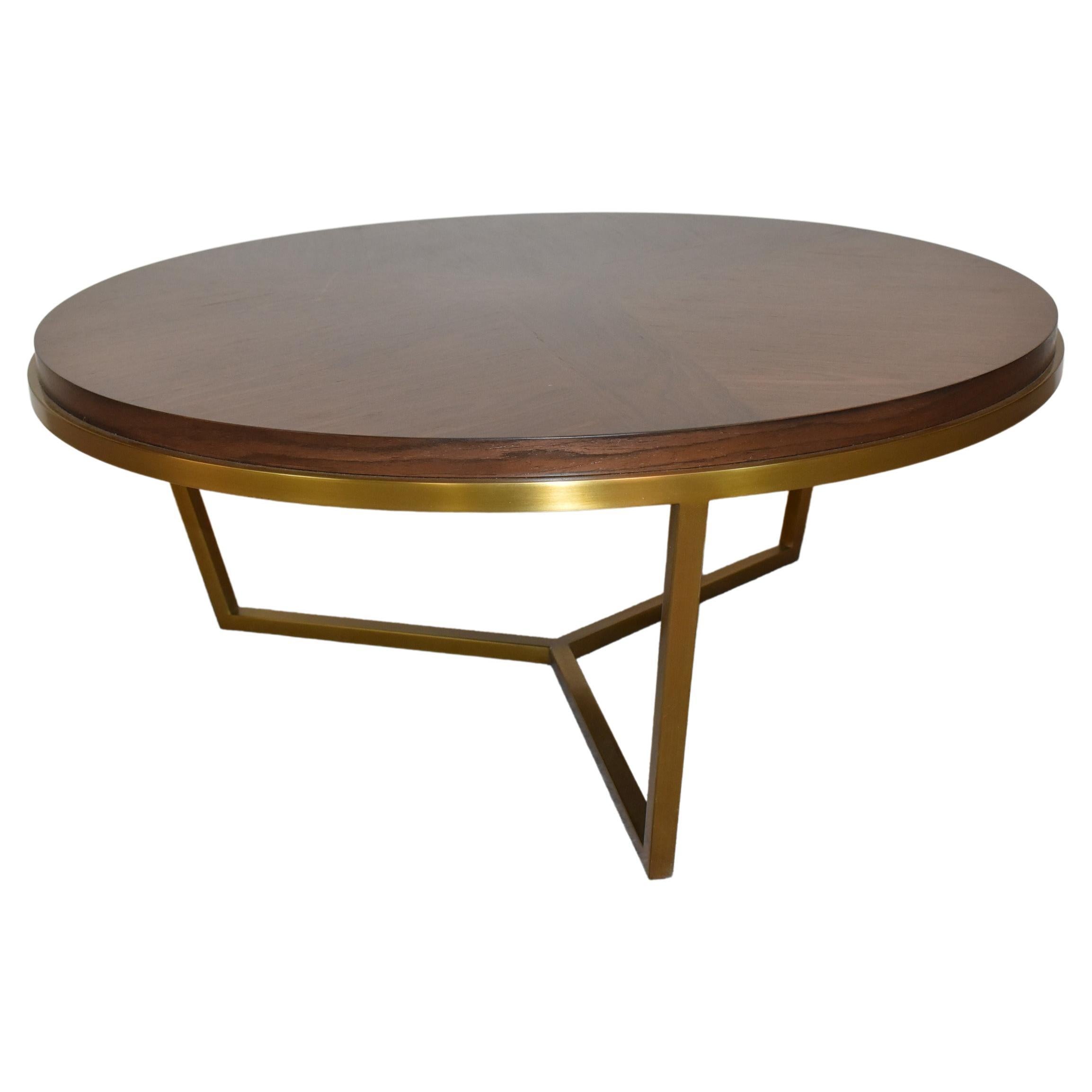 Theodore Alexander Walnut & Brass Modern Coffee Table For Sale