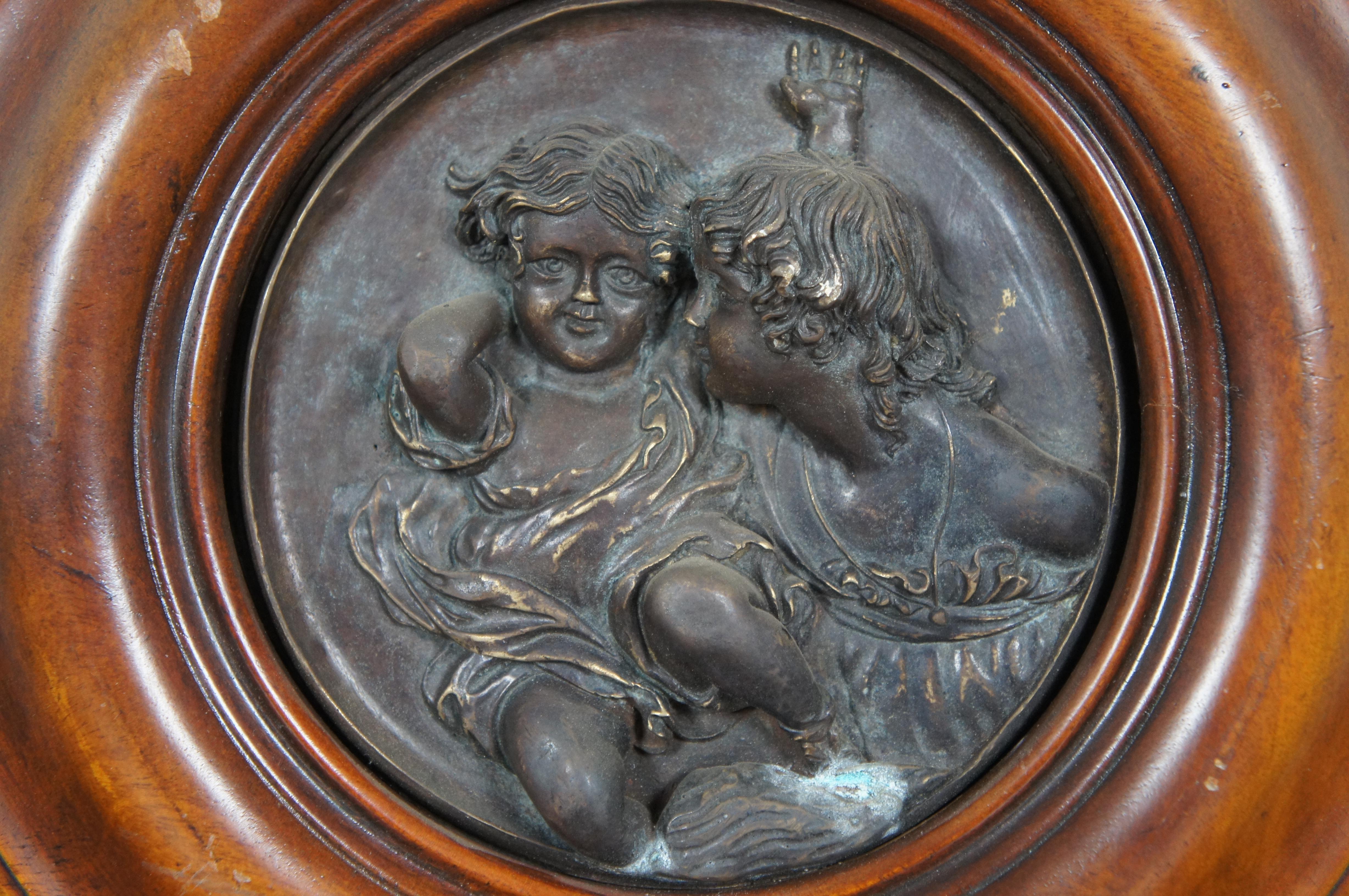 Theodore Alexander Placa en bajorrelieve de bronce nogal Calmady Children 11