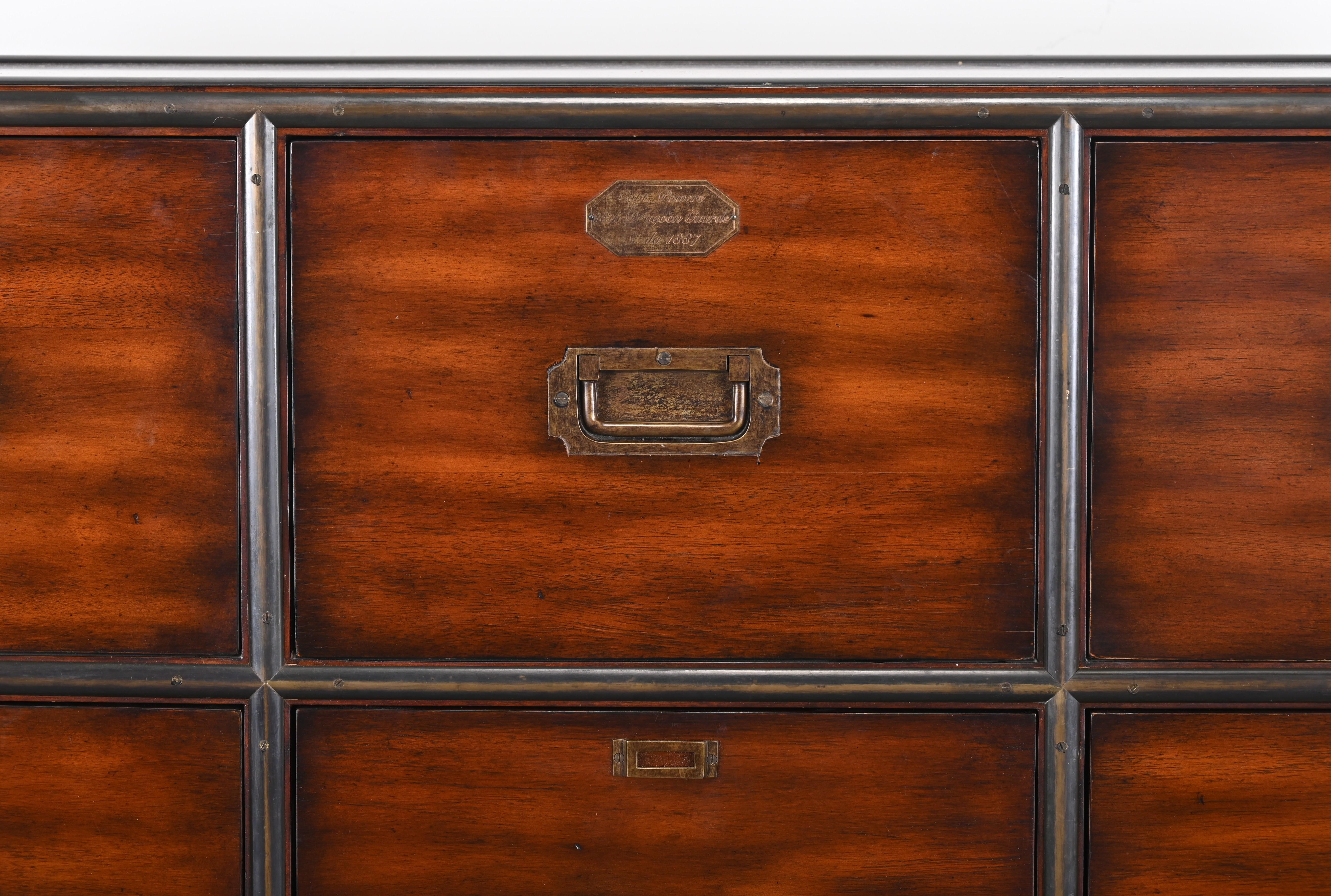Victorian Theodore Alexander Walnut Chest of Drawers with Filing Cabinet, 21st Century For Sale