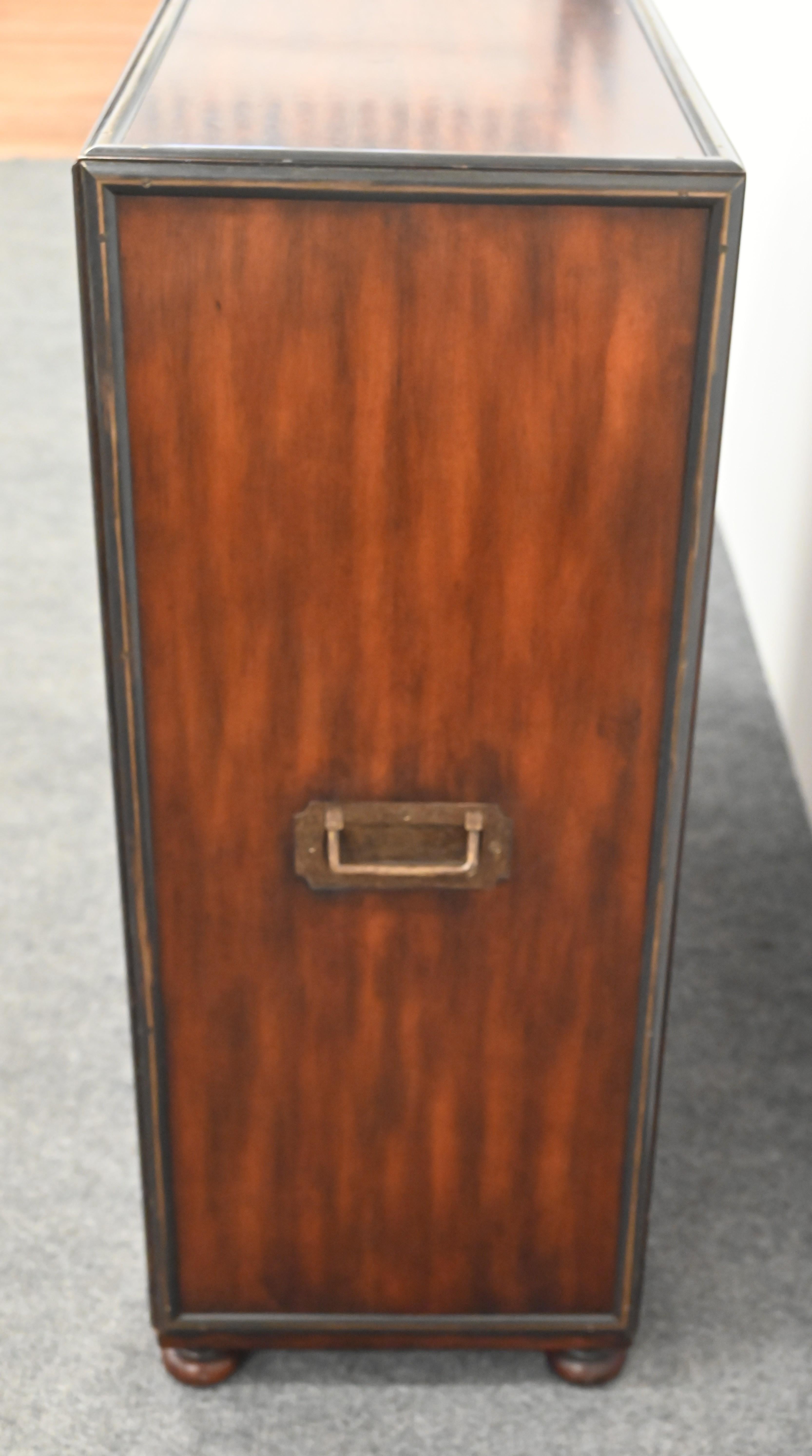 Brass Theodore Alexander Walnut Chest of Drawers with Filing Cabinet, 21st Century For Sale