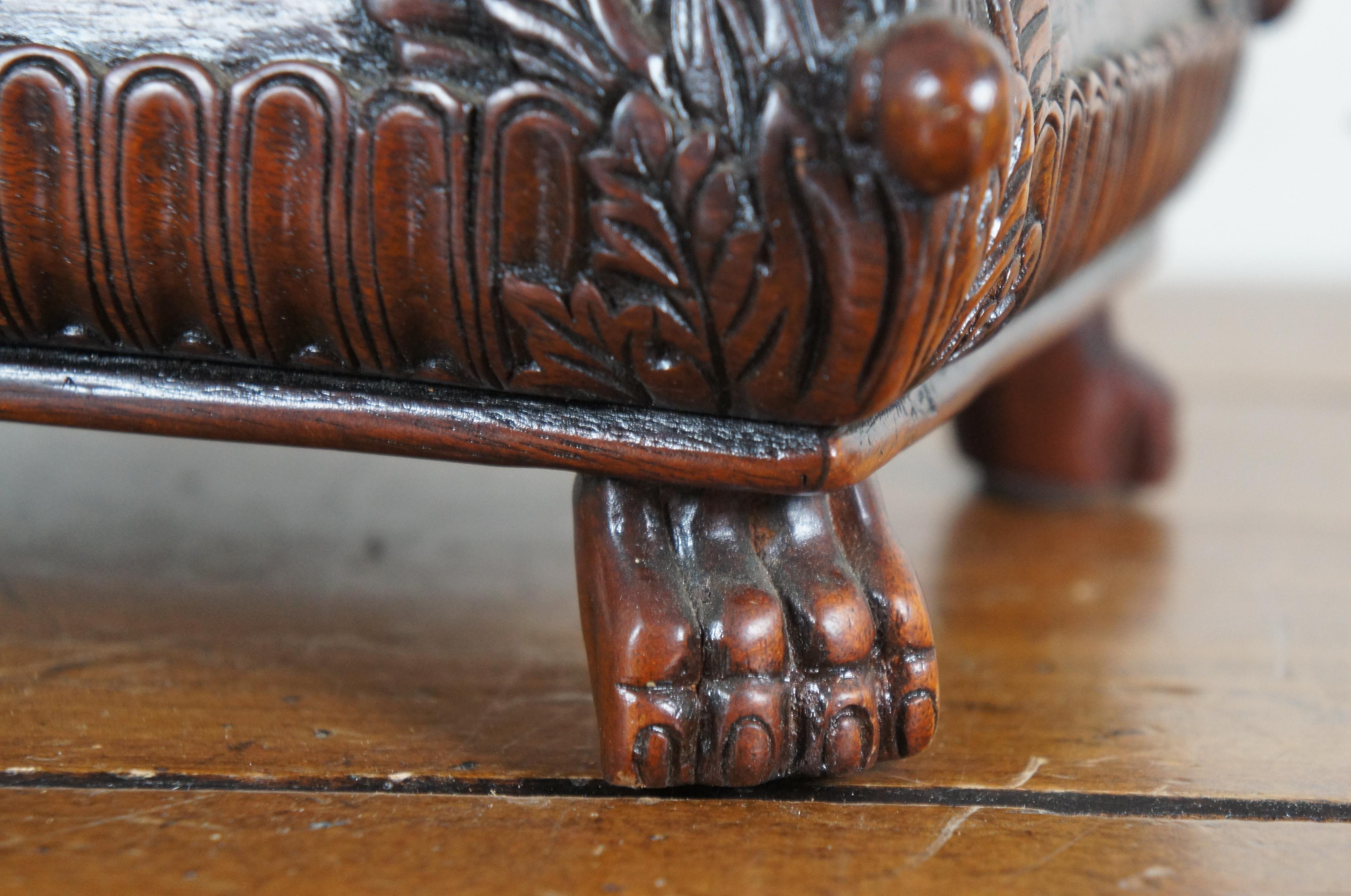 Theodore Alexander Walnut Claw Foot Tea Caddy Casket Chest Trinket Box 13