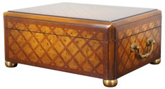 Theodore Alexander Walnut Olive Burl Parquetry Trinket Jewelry Keepsake Box