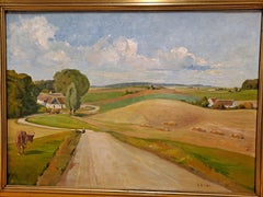 Theodore B Dahl (1886-1971) Beautiful Country Landscape W/ Figures Oil on Canvas