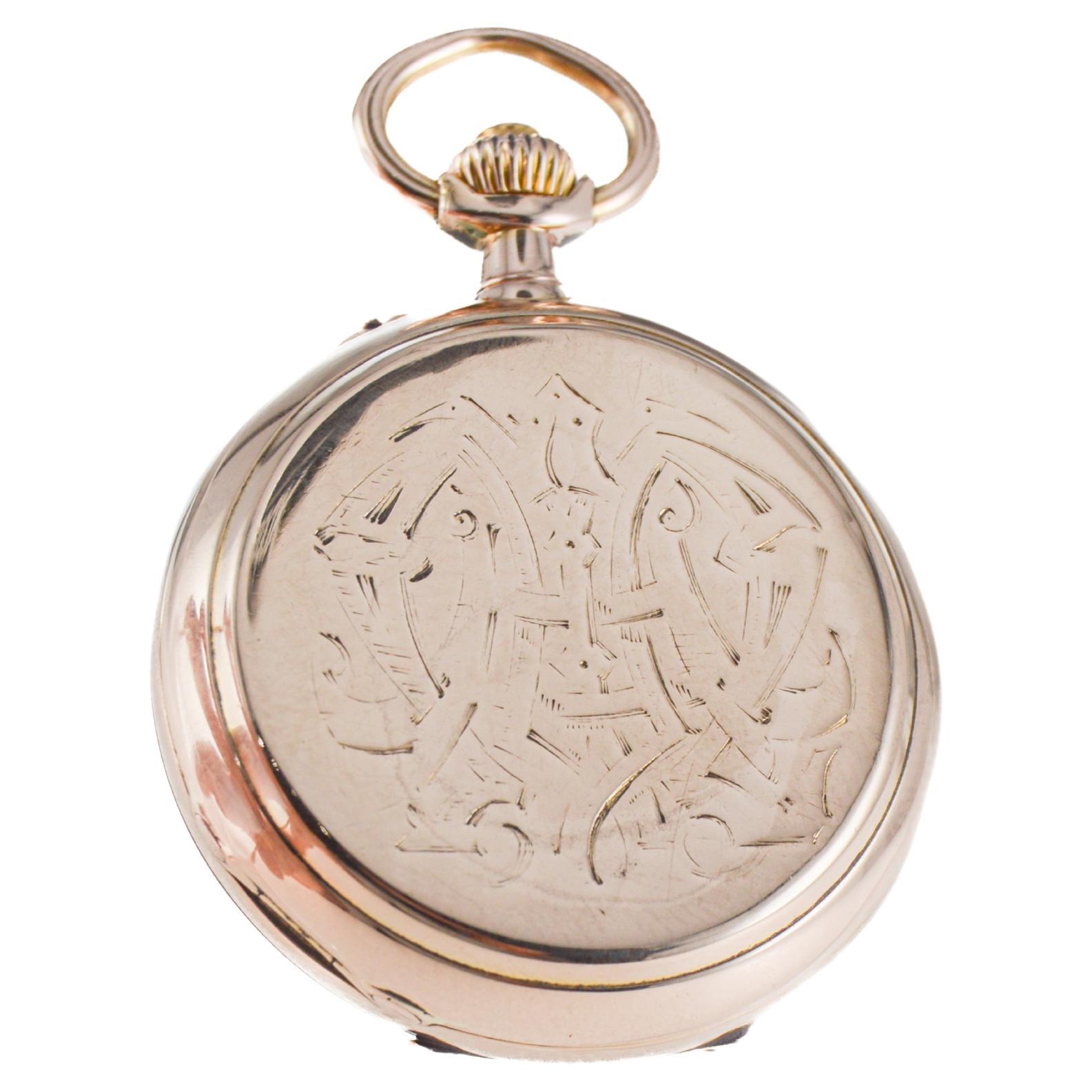 Theodore B. Starr 18Kt. Rose Gold Pendant Watch Hand Made circa 1915 For Sale 3